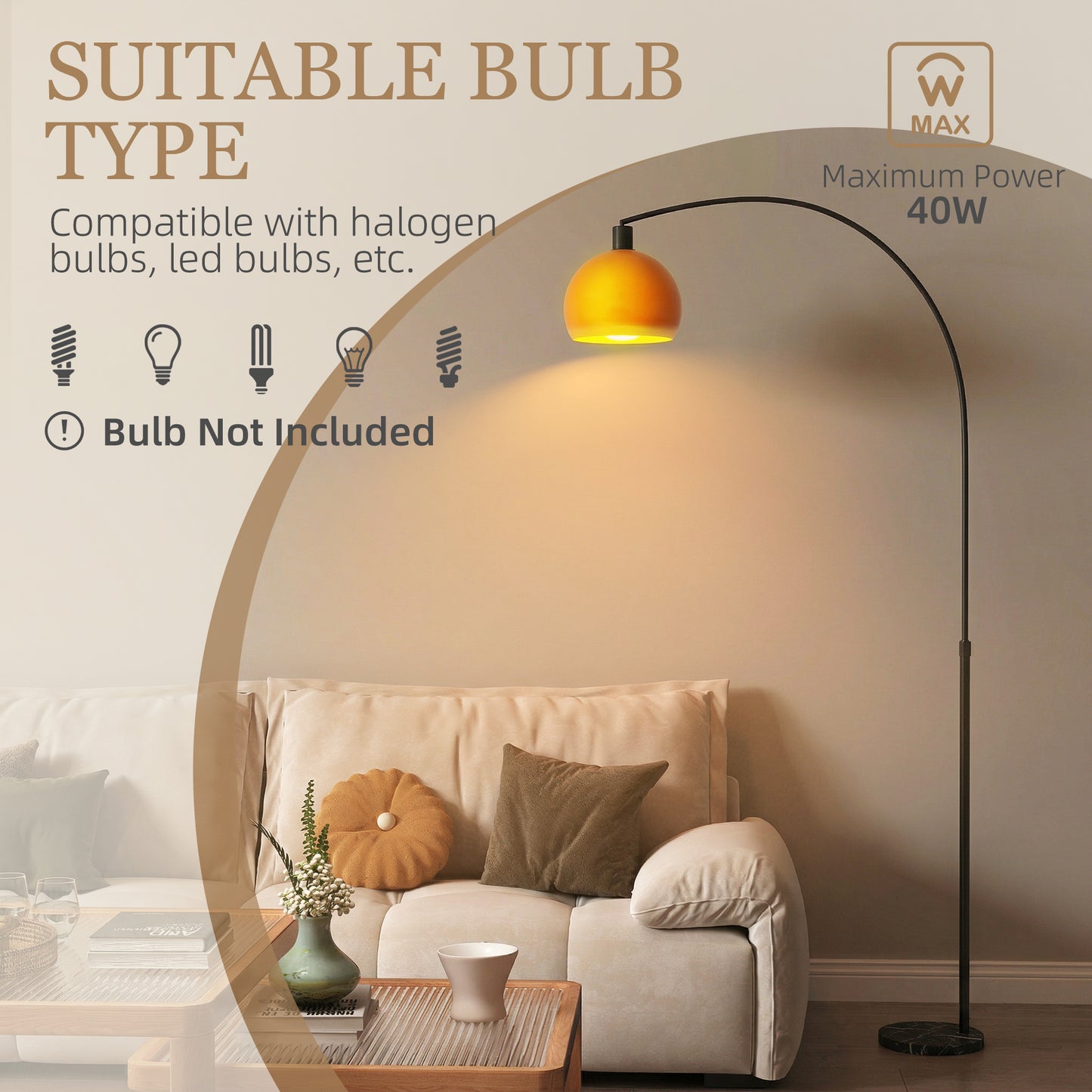 HOMCOM Modern Floor Lamp for Living Room Bedroom and Office with Shade and Foot Switch Marble Base Black
