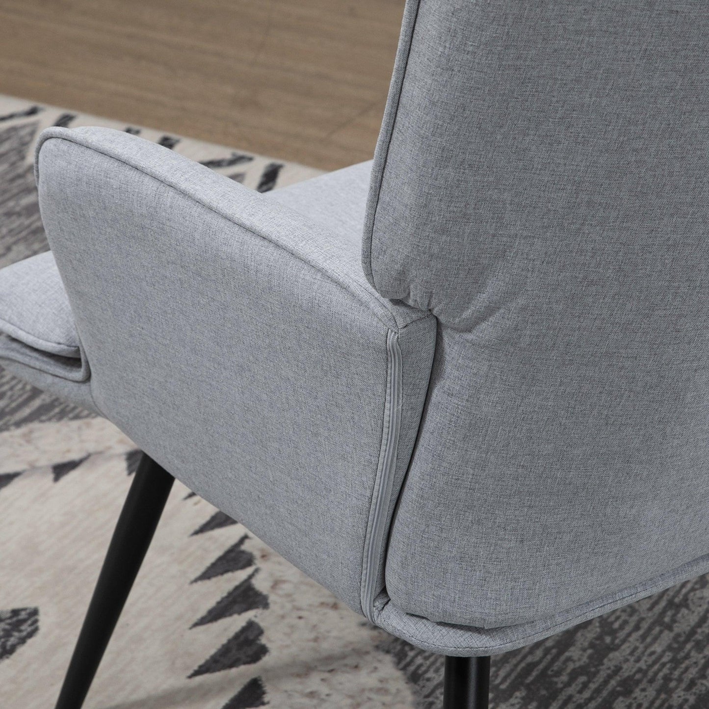 HOMCOM Living Room Chair with Footstool and Steel Legs, Light Grey - ALL4U RETAILER LTD