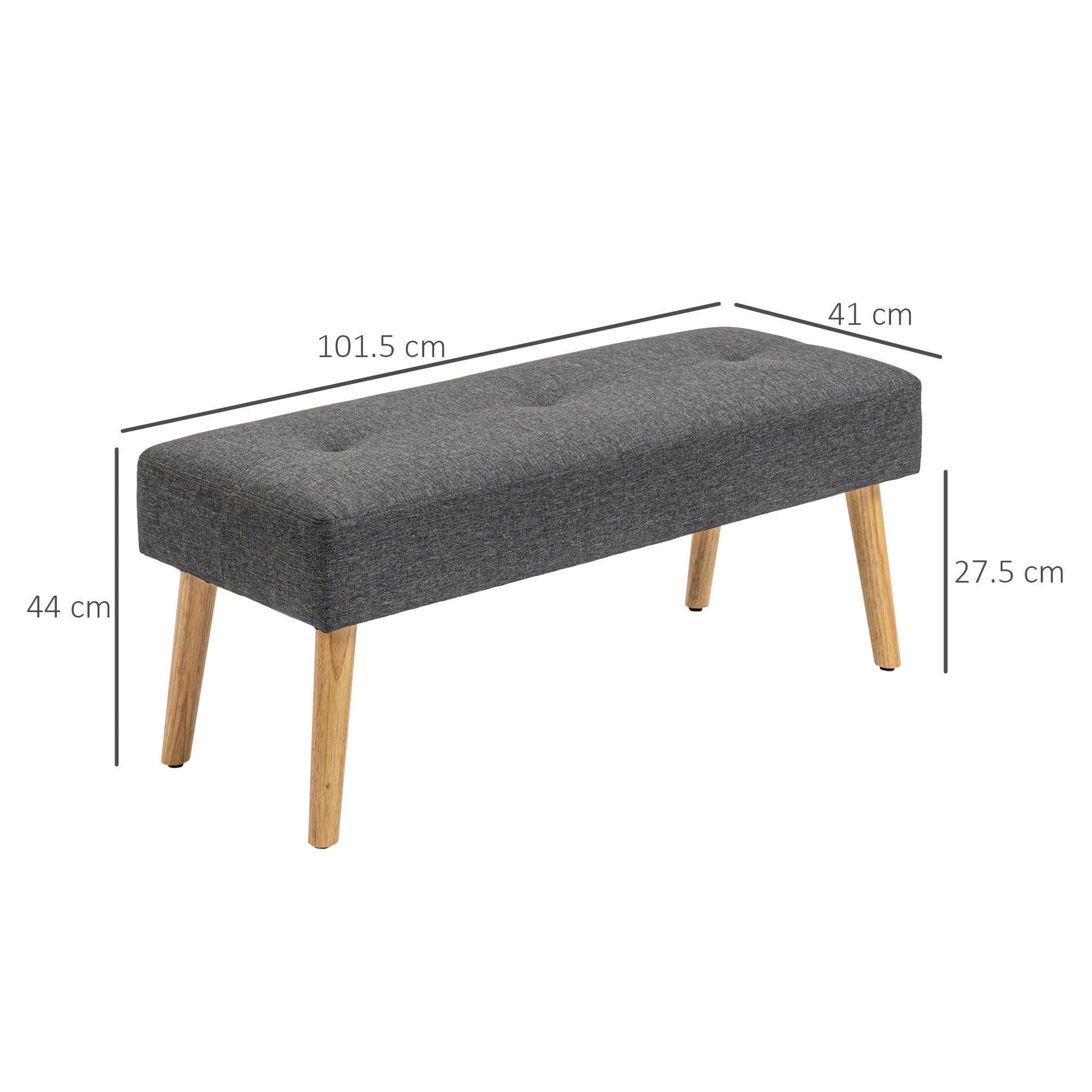 HOMCOM Upholstered Bed End Bench Ottoman Tufted Linen Entryway Living Room - ALL4U RETAILER LTD