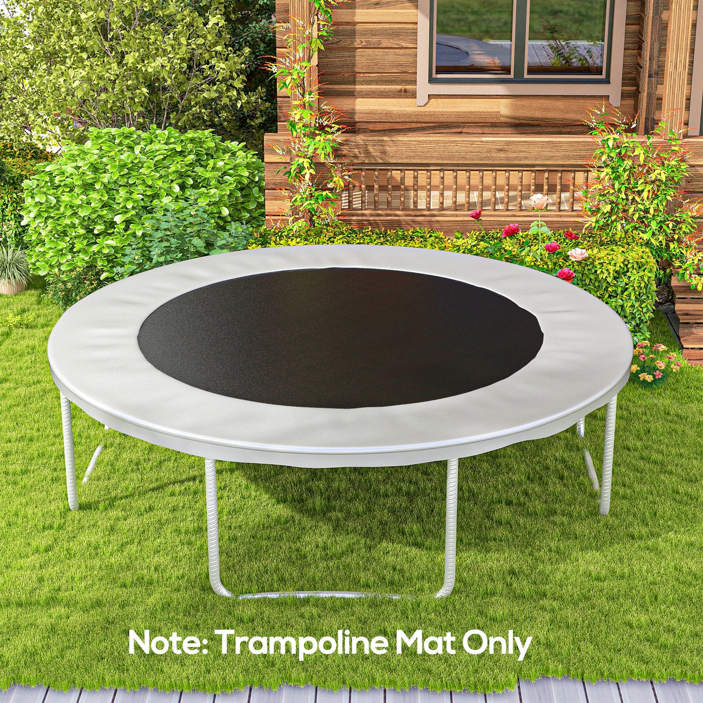 SPORTNOW Trampoline Jumping Mat with Spring Pull Tool & V-Hooks - Fits 12ft Frames & 14cm Springs - ALL4U RETAILER LTD