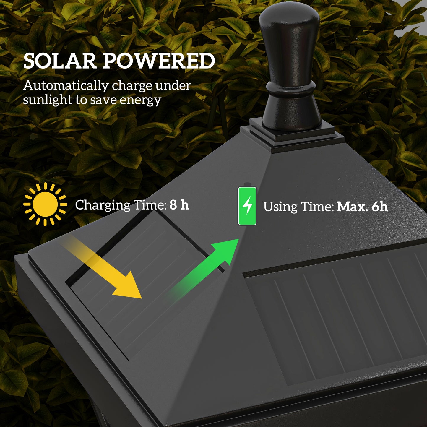 Outsunny 1.3m Solar Garden Lamp Post Light LED Outdoor IP44 Waterproof For Patio Pathway Cool White