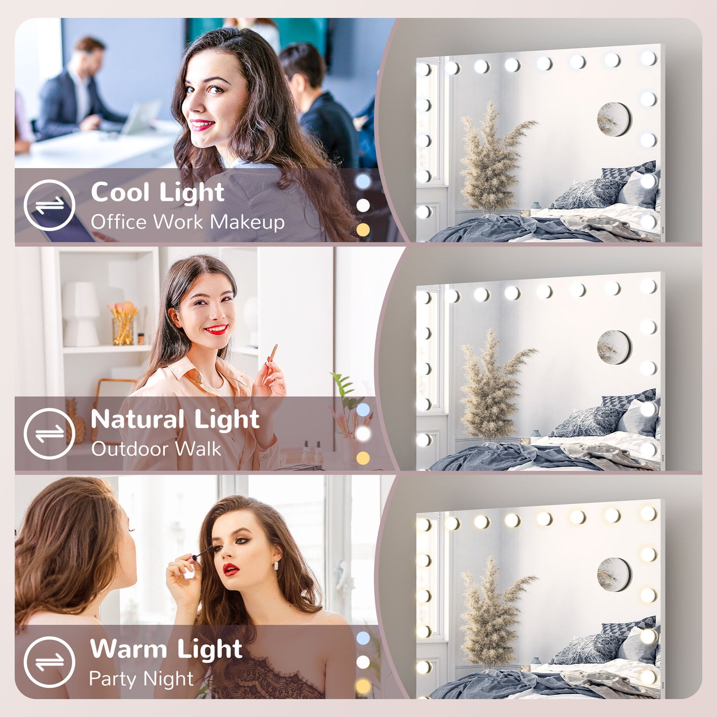 HOMCOM Hollywood Vanity Mirror With Lights 80x62 cm Large Lighted Makeup Mirror 18 LED 10X Magnifying USB Charging Port