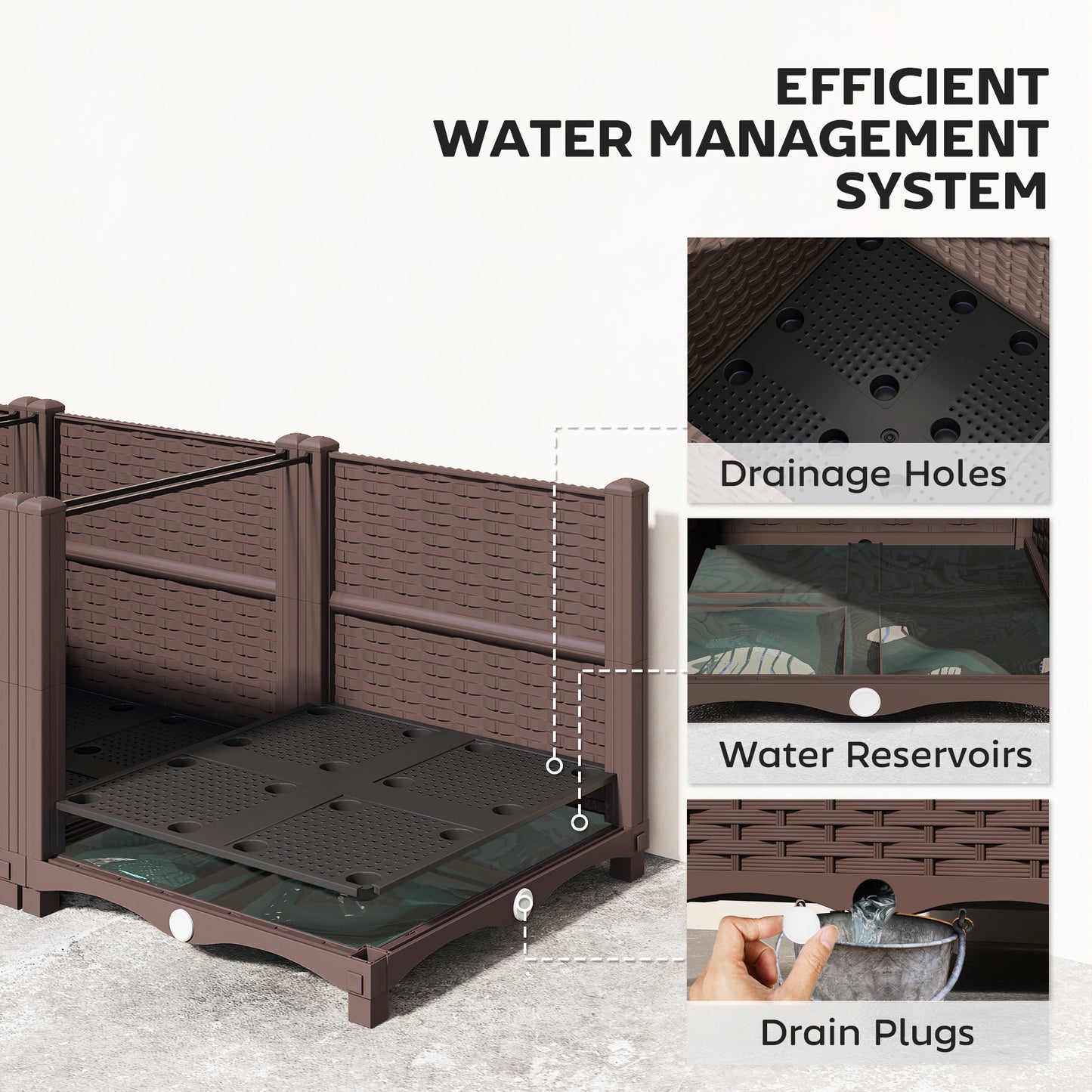 Outsunny Plastic Raised Garden Bed With Legs Self Watering Elevated Planter Boxes With Drainage Holes And Plugs