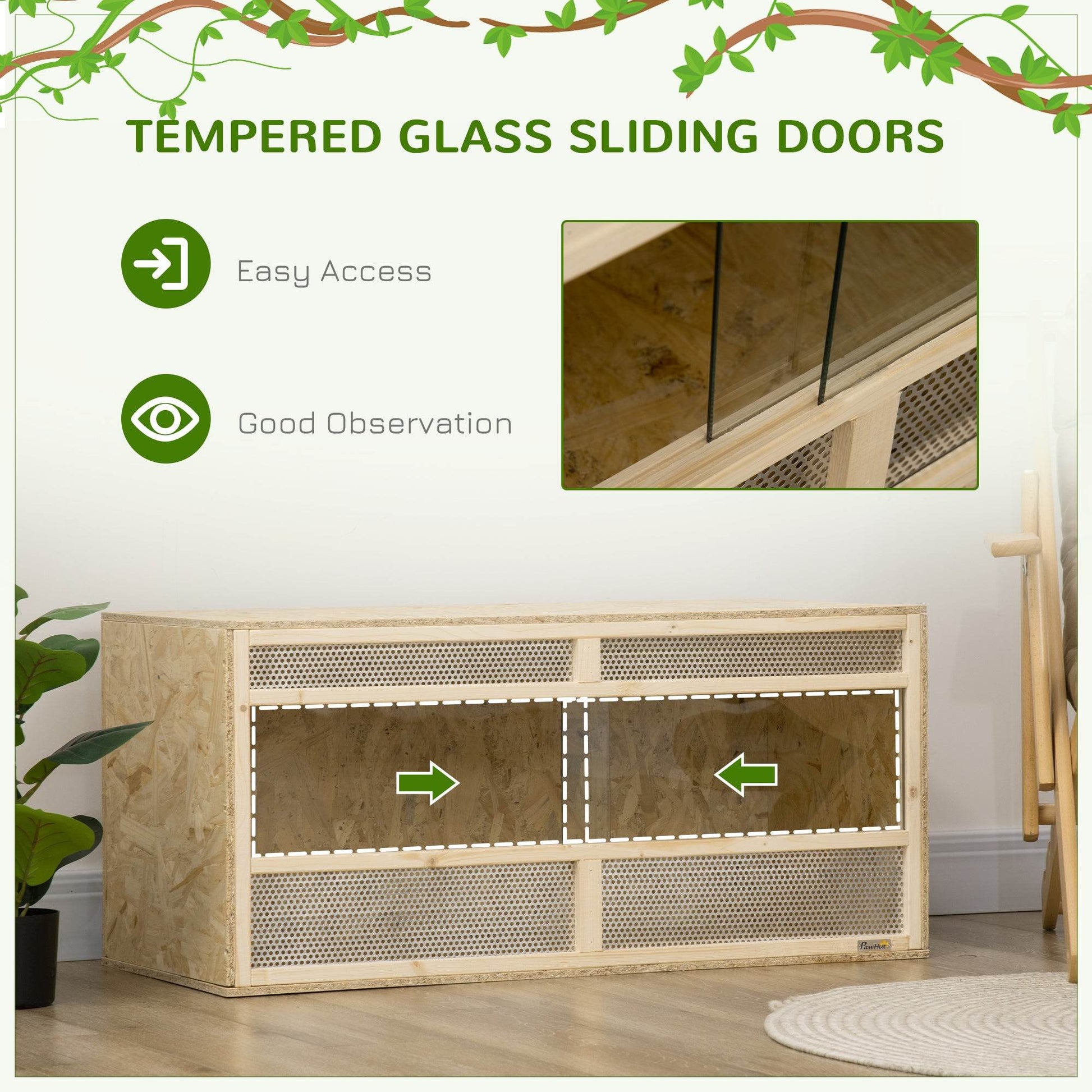 PawHut Deluxe Reptile Habitat with Sliding Glass Doors and Ventilated Mesh for Lizards and Frogs - ALL4U RETAILER LTD