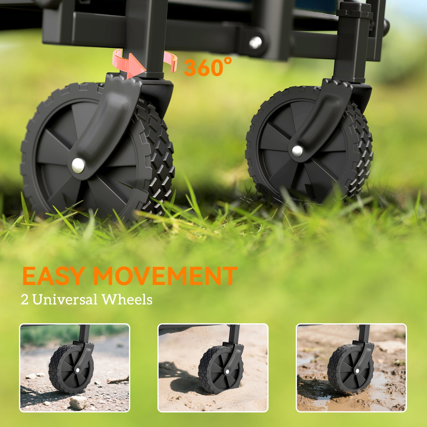 Outsunny 41L Festival Trolley On Wheels 60Kg Heavy Duty Collapsible Wagon With Adjustable Handle And Carry Bag Blue