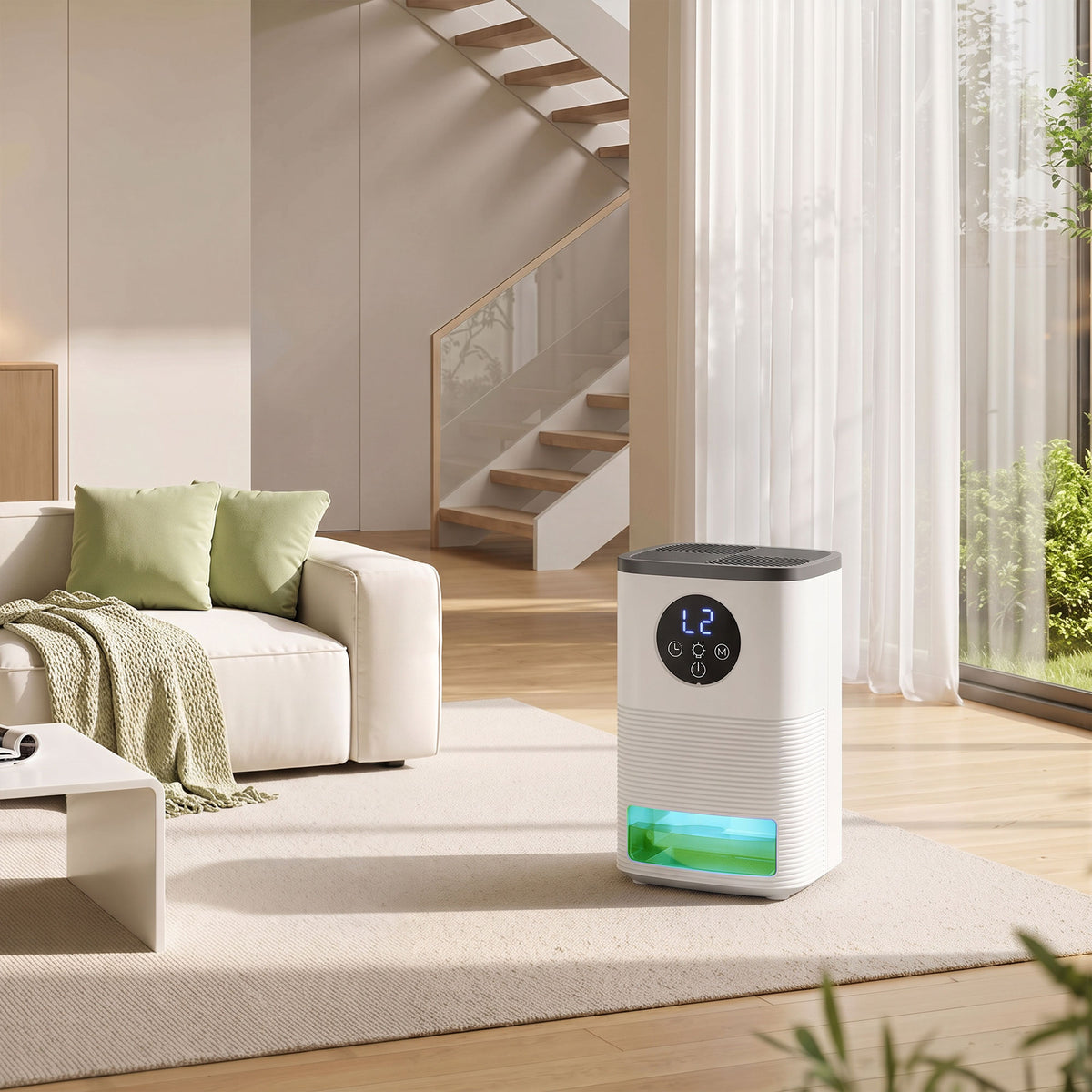HOMCOM 300ml Per Day Mini Dehumidifier With RGB Lights And 1.4L Tank