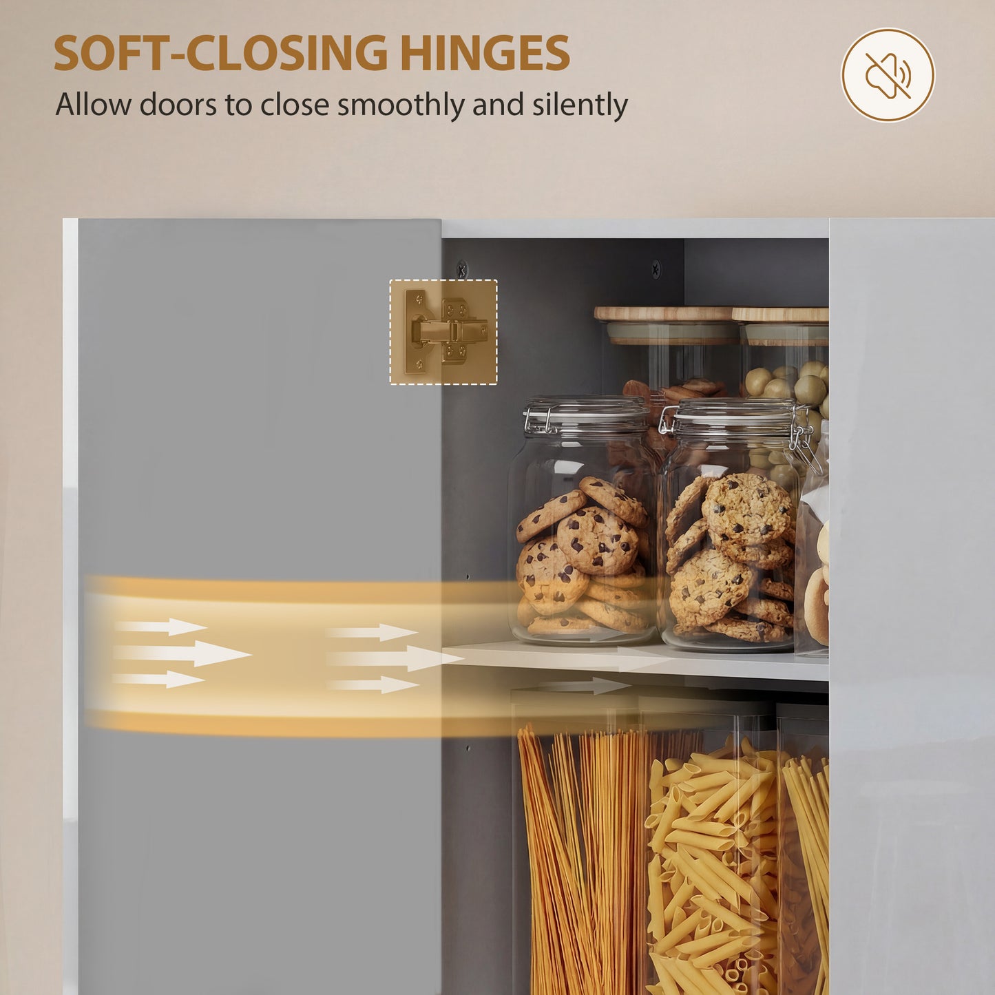 HOMCOM 180 Cm Tall Kitchen Cupboard Pantry Storage Cabinet With Soft Close Doors And Adjustable Shelves High Gloss Grey