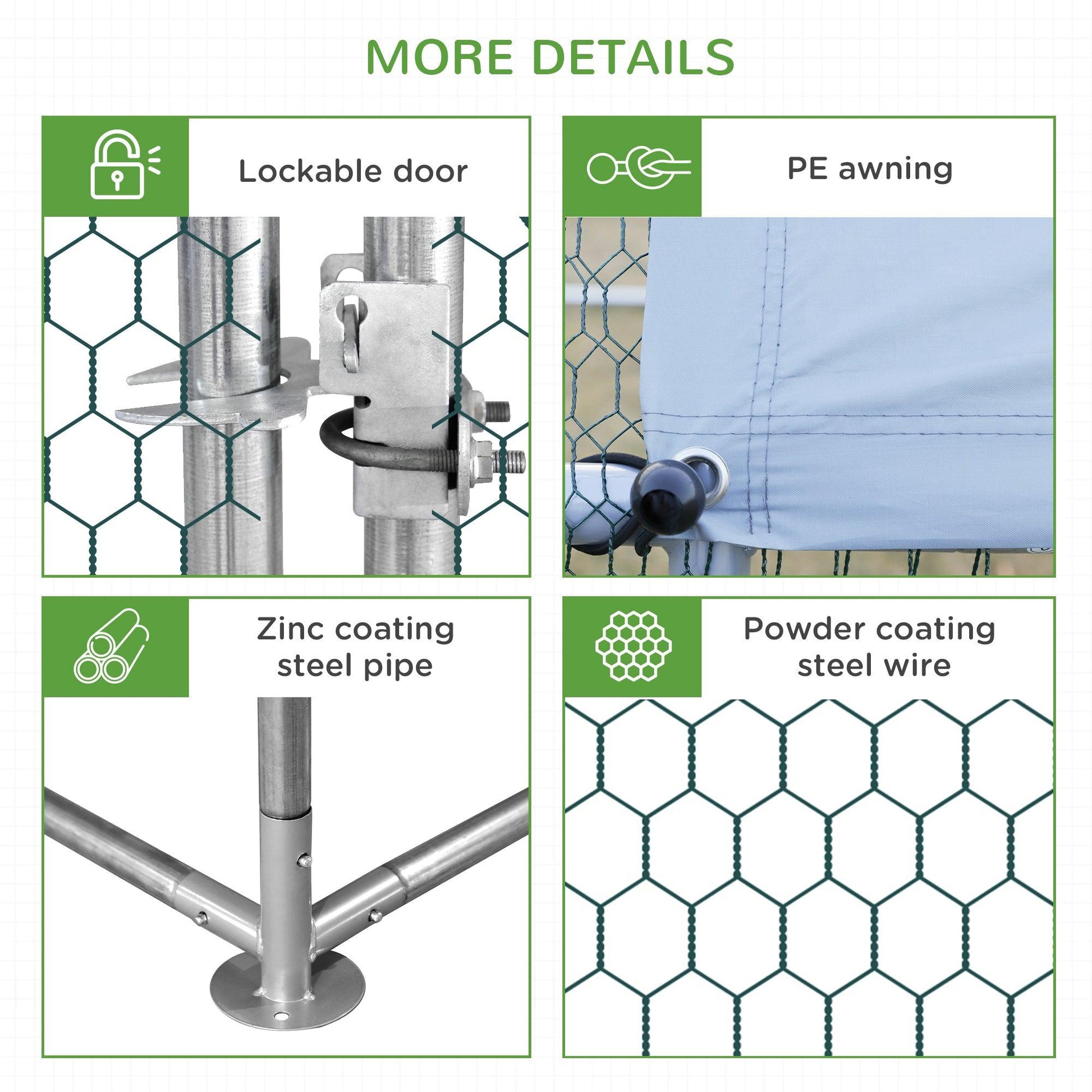 PawHut Galvanized Walk-In Chicken Run with Cover, 3x2x2m - ALL4U RETAILER LTD