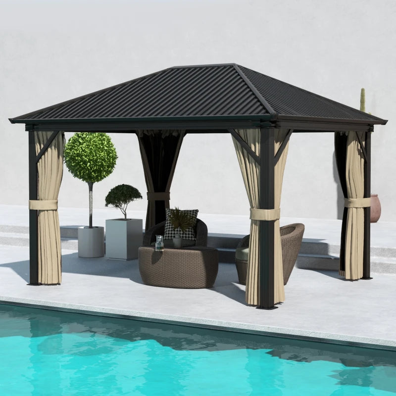 Outsunny 3.6 x 3m Aluminium Frame Hardtop Gazebo with Accessories | Sturdy Outdoor Shelter for Enhanced Durability