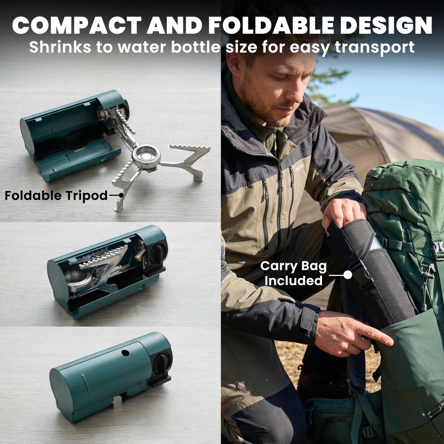 Outsunny 2670W Foldable Camping Stove With Safety Shut Off And Piezo Ignition Carry Bag Green