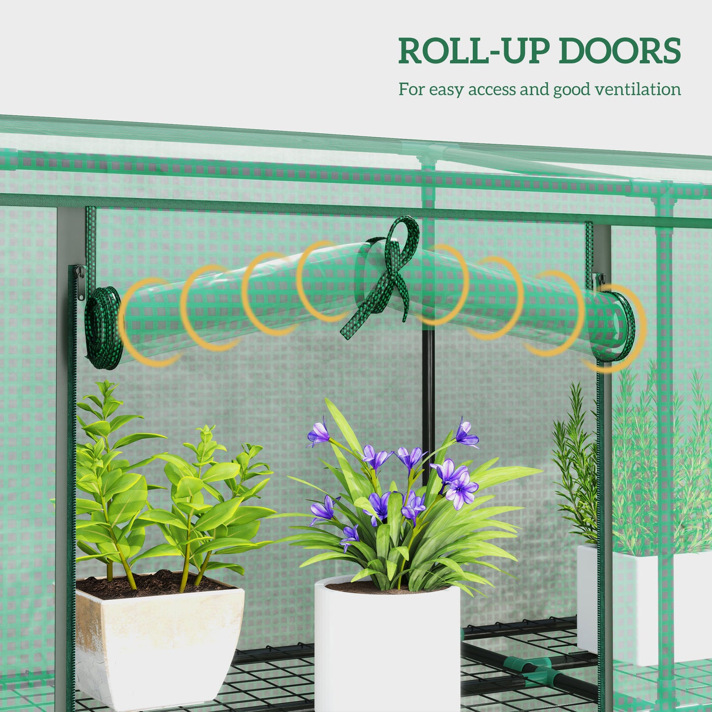Outsunny 46 X 215 Cm Three Tier Plastic Greenhouse With PE Cover And Roll Up Doors For Plants