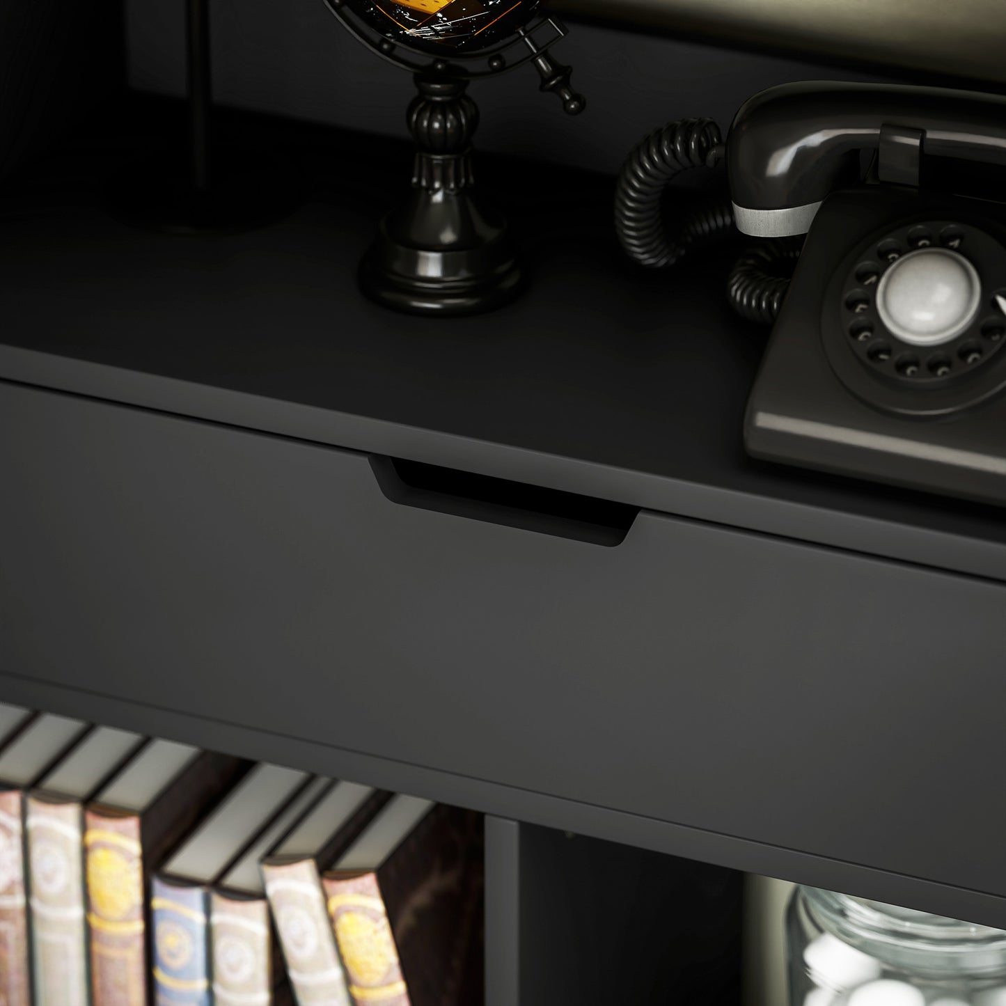 HOMCOM Tall Bookshelf With Drawer Freestanding Bookcase In Black For Bedroom Living Room And Home Office