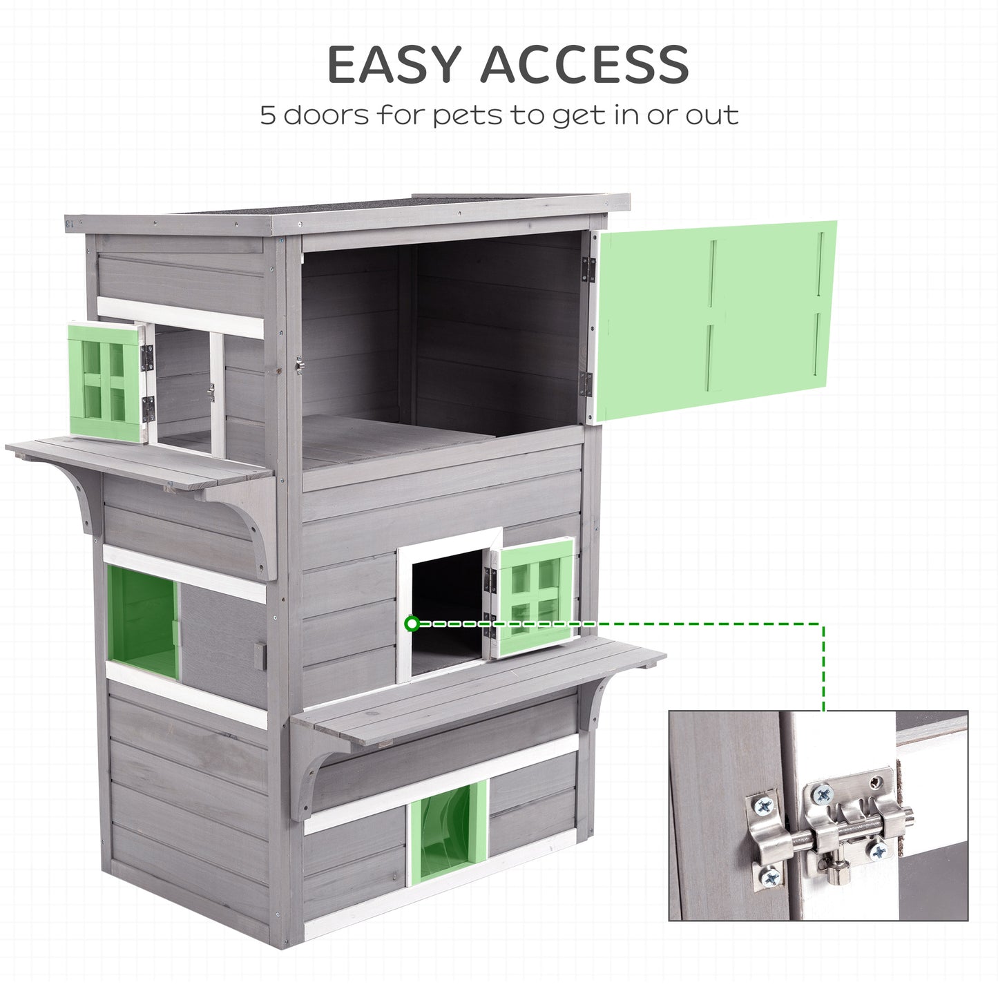 PawHut Multi-Level Wooden Cat Shelter for Indoor and Outdoor Use - ALL4U RETAILER LTD