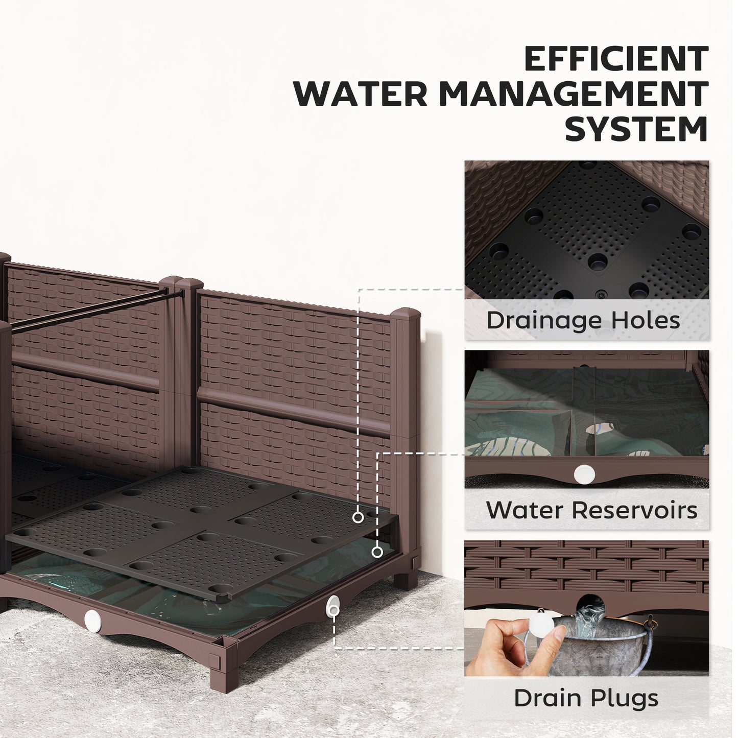 Outsunny Plastic Raised Garden Bed With Legs Self Watering Elevated Planter Boxes Modular Planter With Drainage Holes