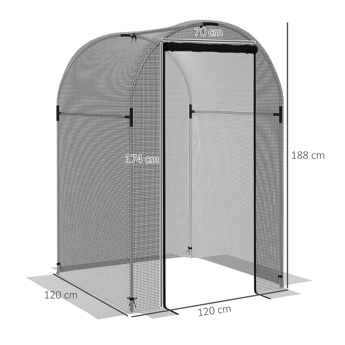 Outsunny Galvanised Steel Plant Protection Tent with Zipped Door - 1.2m x 1.2m x 1.9m, Black - ALL4U RETAILER LTD