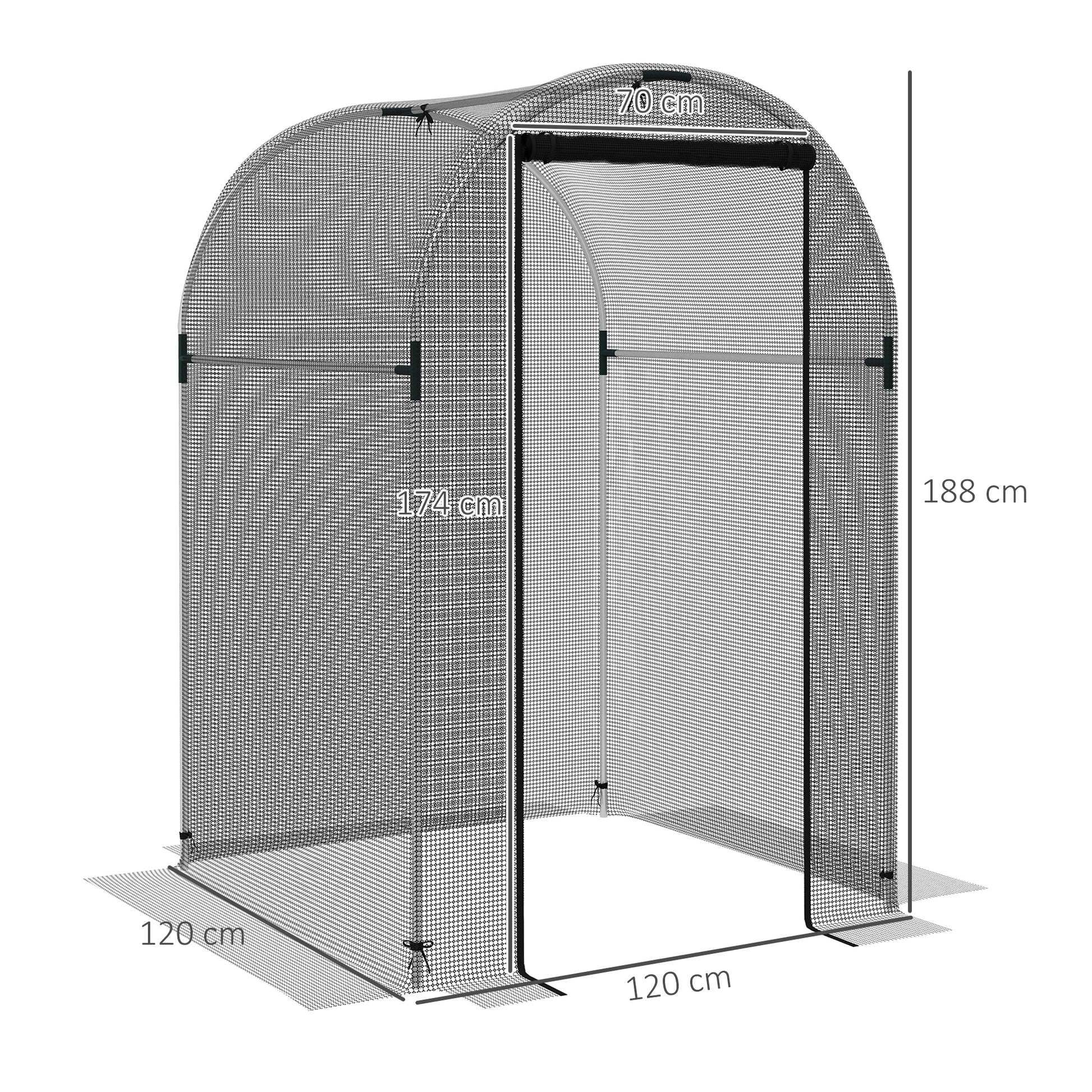 Outsunny Galvanised Steel Plant Protection Tent with Zipped Door - 1.2m x 1.2m x 1.9m, Black - ALL4U RETAILER LTD