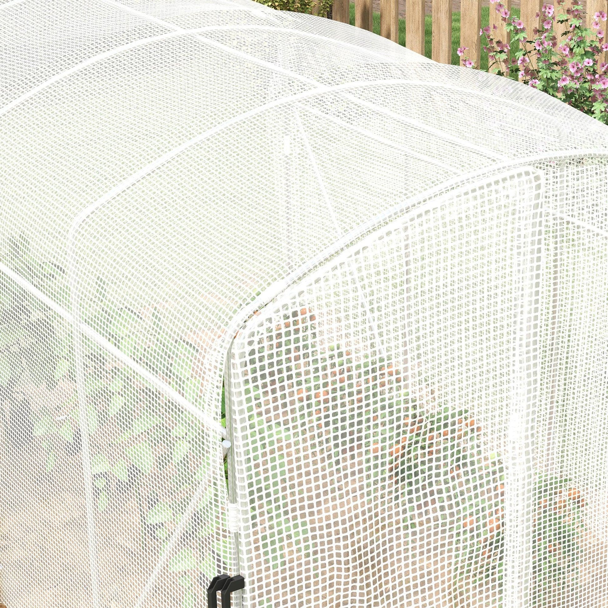 Outsunny Polytunnel Greenhouse Walk-in Grow House with UV-resistant PE Cover, Door and Galvanised Steel Frame, 2 x 2 x 2m, White - ALL4U RETAILER LTD