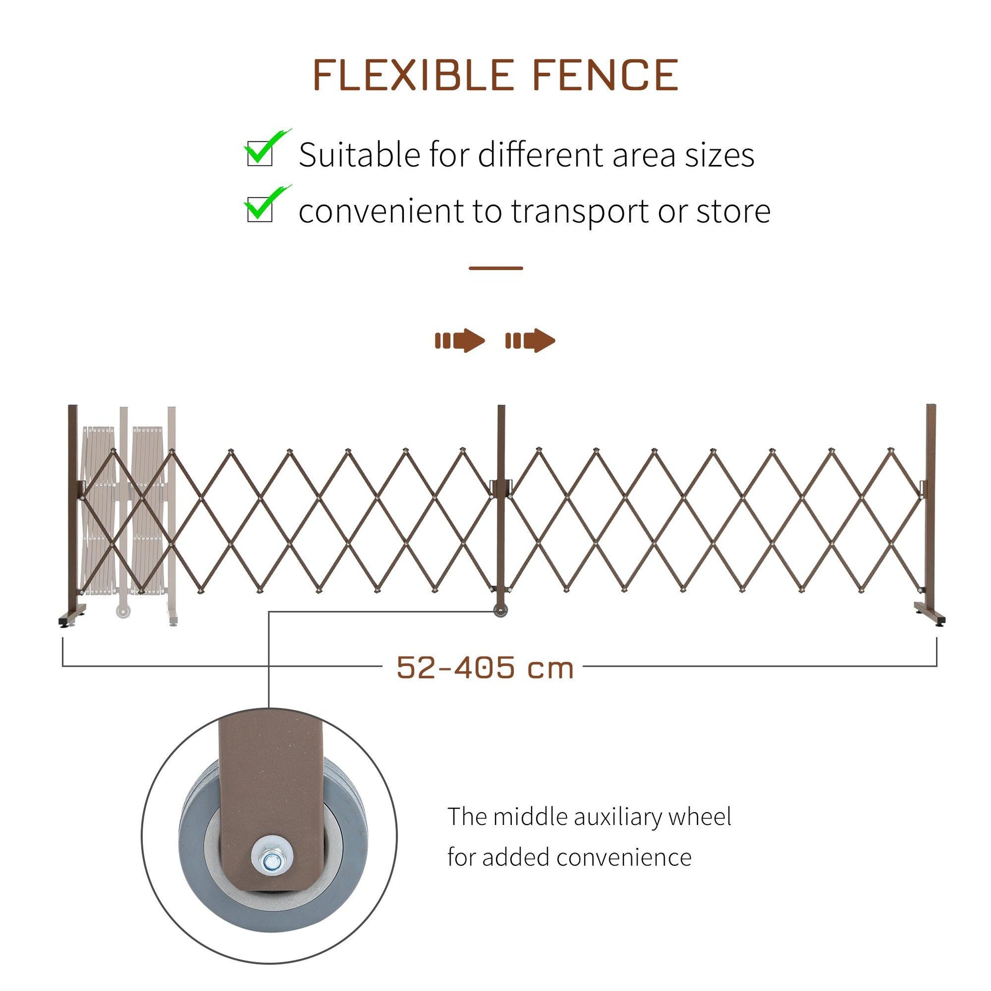 Outsunny Expanding Trellis Fence Freestanding Movable Fence Foldable Garden Screen Panel Aluminium, 405cm x 103.5cm, Dark Brown - ALL4U RETAILER LTD