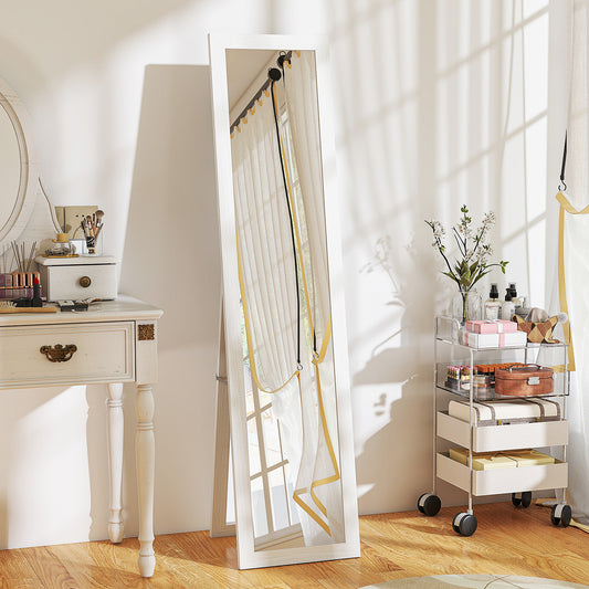 HOMCOM 37 x 157 cm Full Length Mirror White MDF Frame Standing Mirror for Bedroom