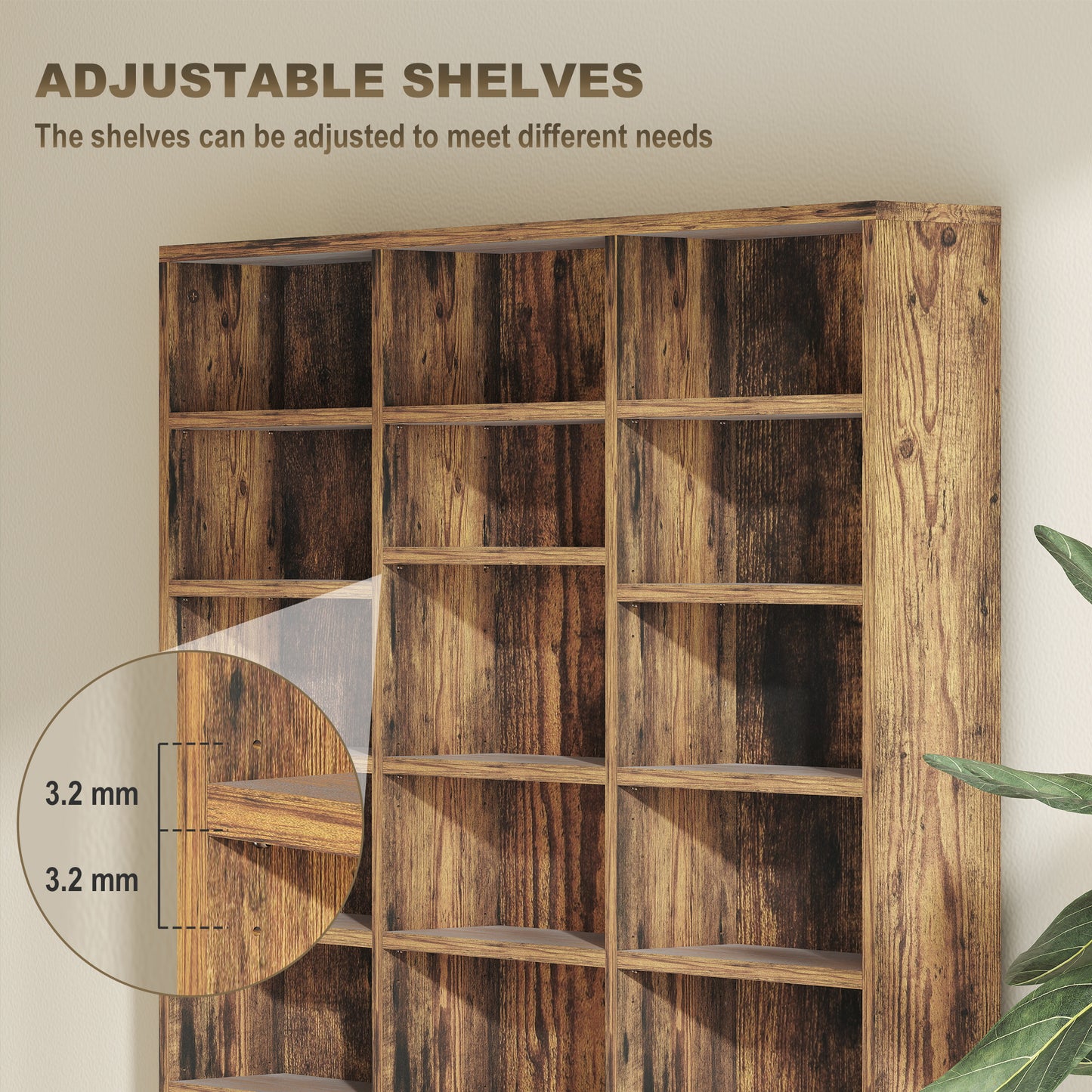 HOMCOM CD Storage Unit With Adjustable Shelves 102 By 195 Centimetres Rustic Brown Media Storage Cabinet