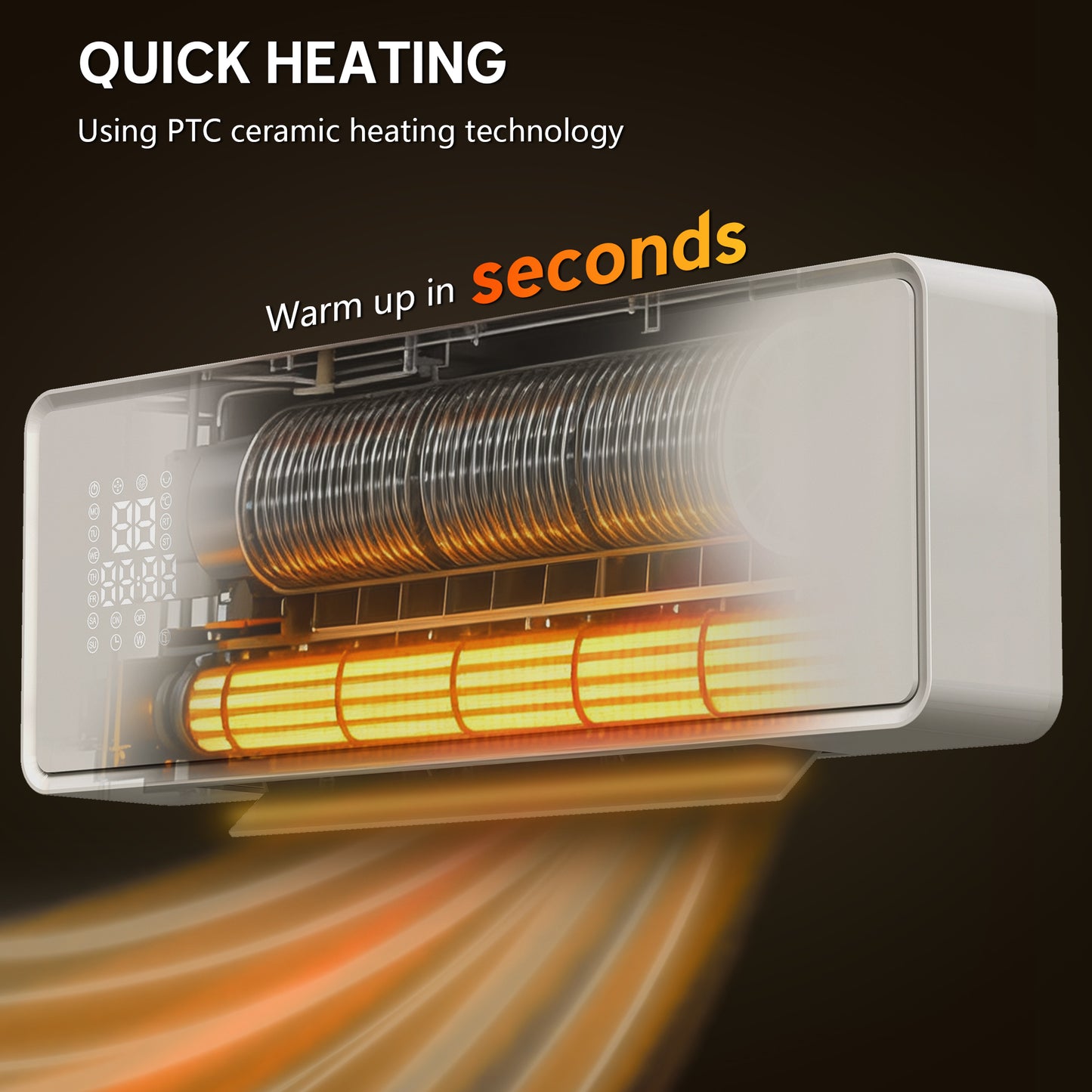 HOMCOM 2000W Ceramic Electric Space Heater With Fan And Adjustable Thermostat Wall Mounted White