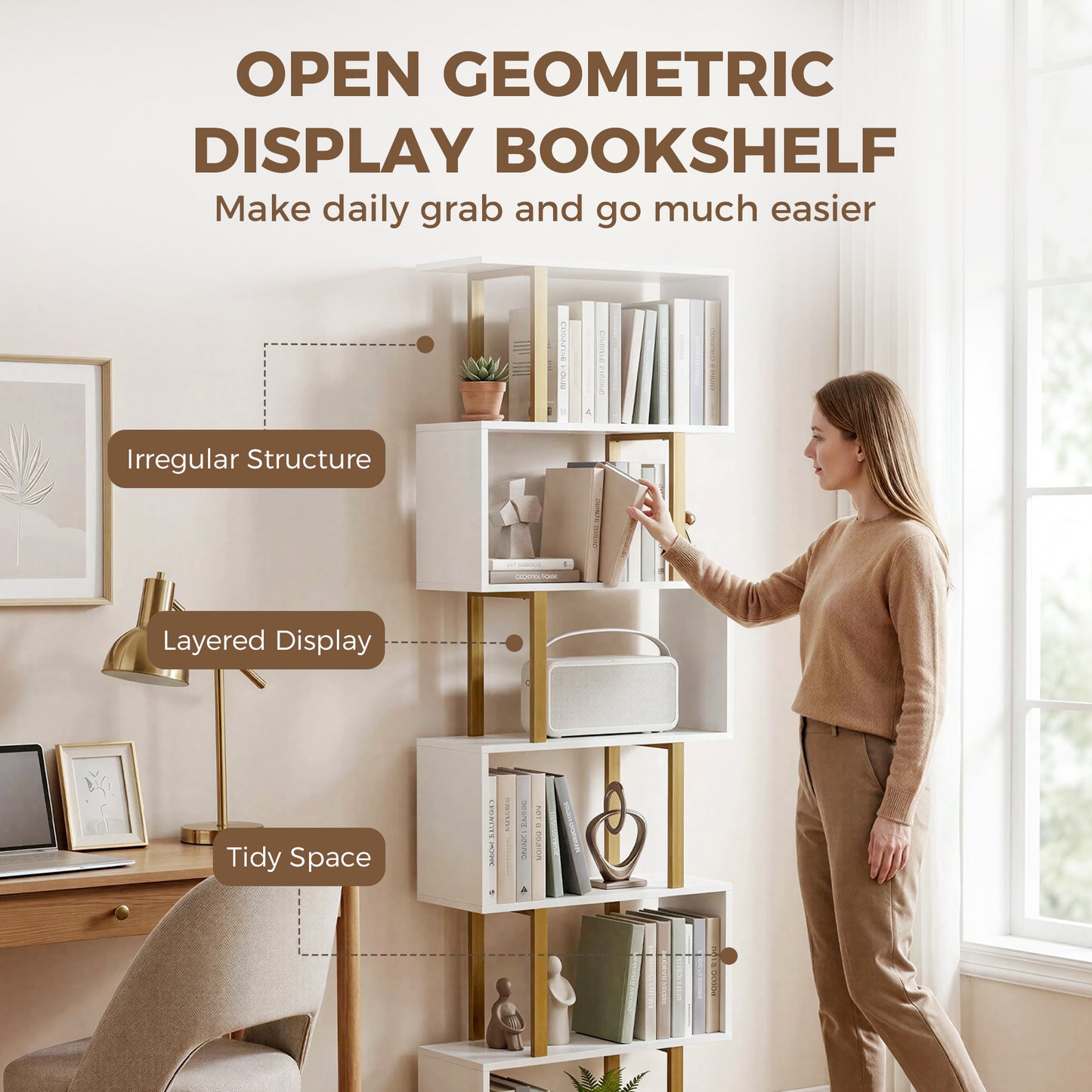 HOMCOM Industrial Standing Bookshelf Free Shelves Bedroom Unit