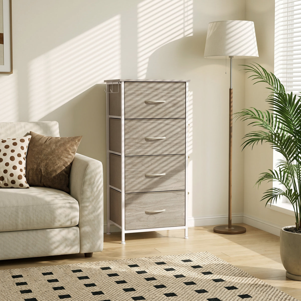 Homcom Fabric Chest Of Drawers With 4 Pockets And Steel Frame