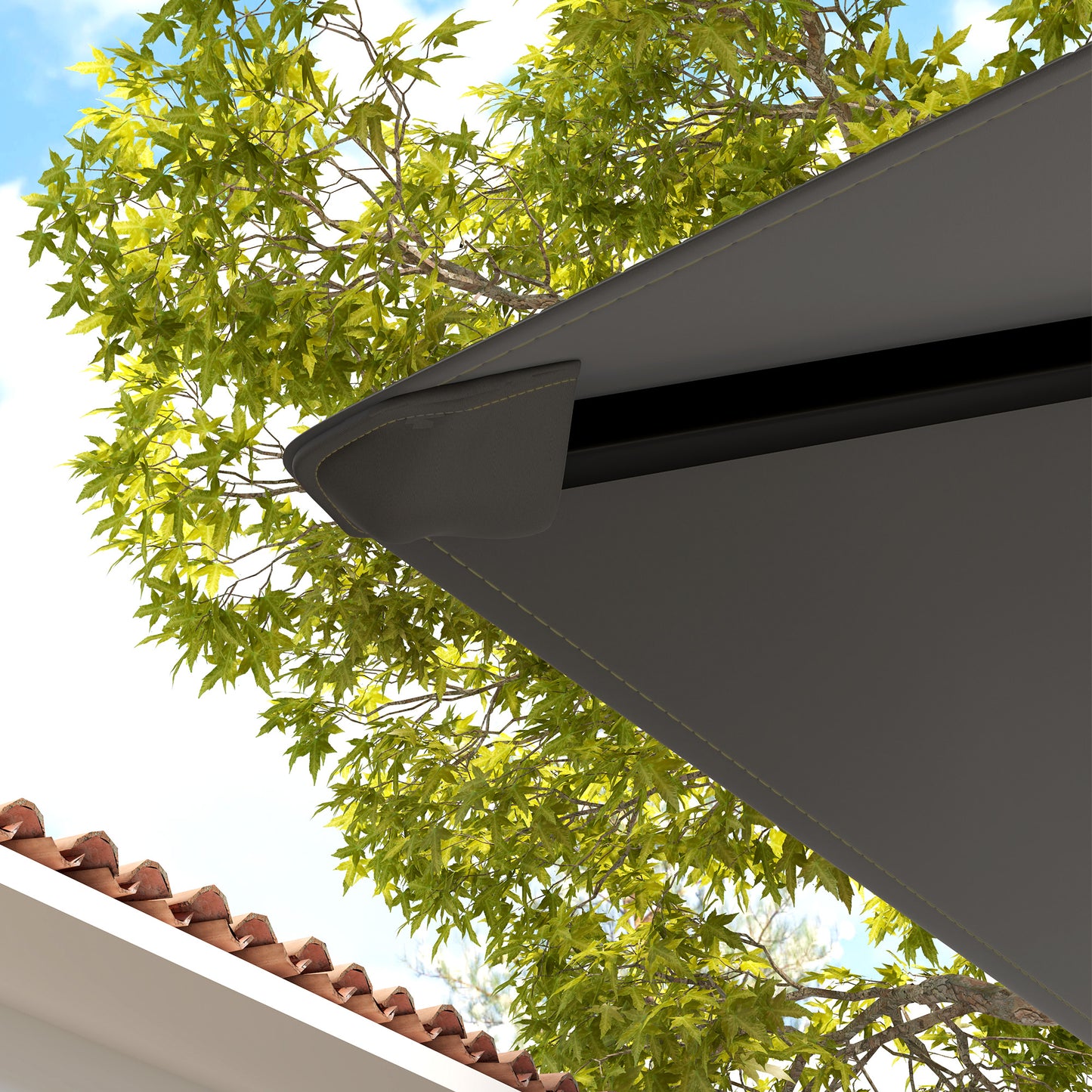 Outsunny 3 x 3m Gazebo Canopy Replacement Top Cover Only Grey With Drain Holes Water Resistant PVC Coating UPF30 Plus