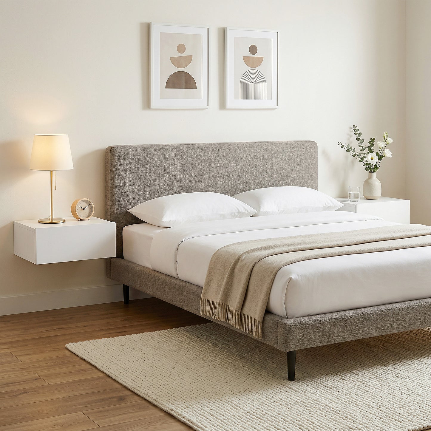 HOMCOM Floating Bedside Table Set Of 2 White Wall Mounted Nightstands With Storage Drawers