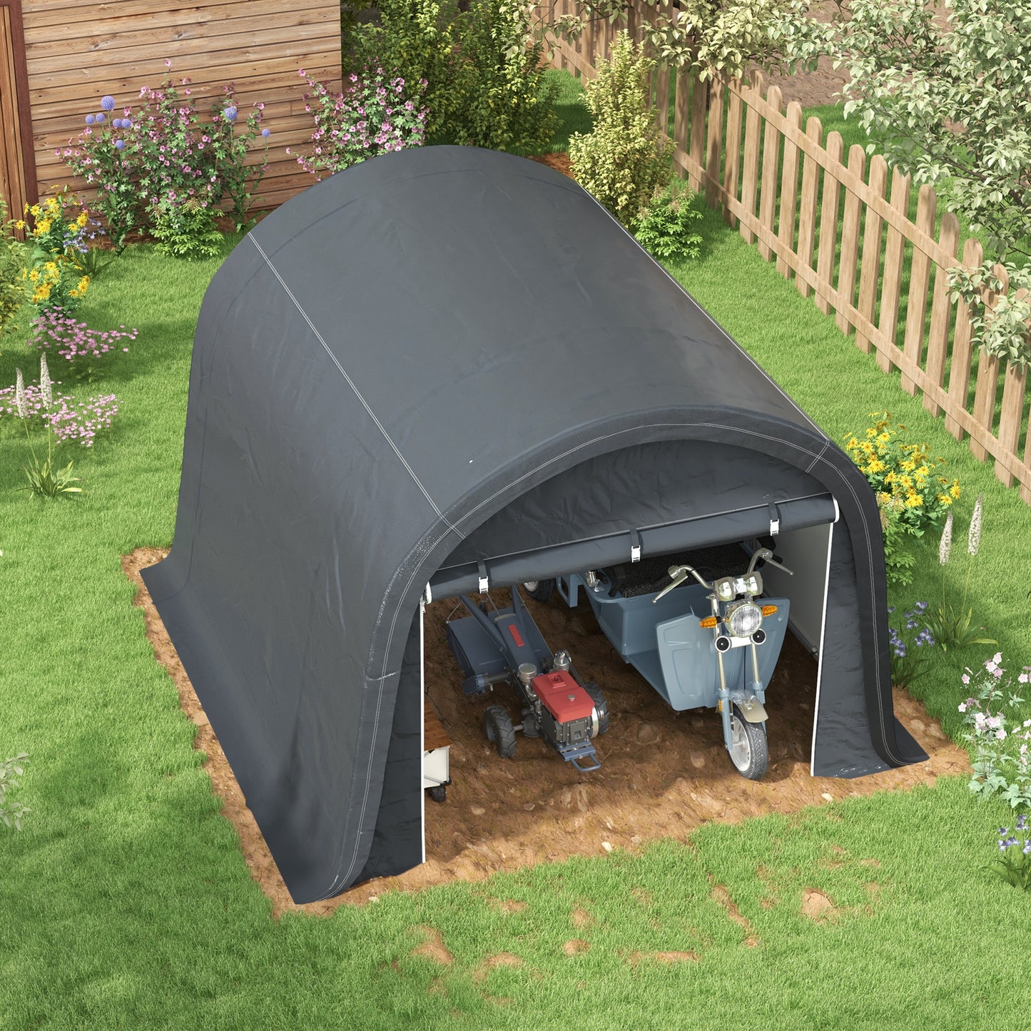 Outsunny 3x3m Garden Storage Tent Heavy Duty Shed Waterproof Portable Shelter With Galvanised Steel Frame For Bike