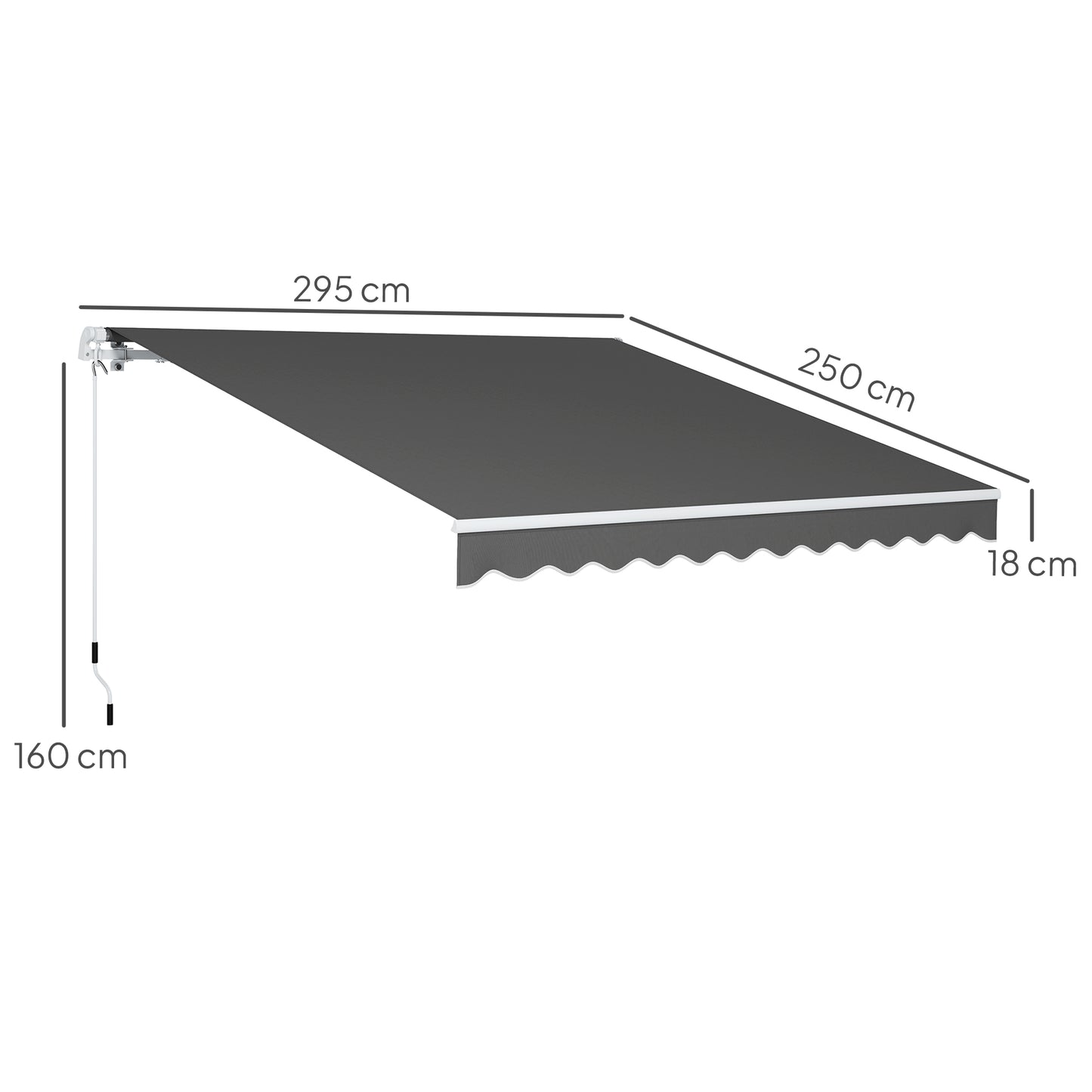 Outsunny 2.95x2.5m Manual Garden Patio Awning Retractable Canopy Sun Shade Shelter With Fittings And Crank Handle