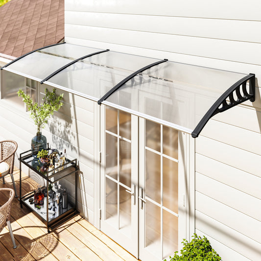 Outsunny Front Door Canopy Outdoor Awning Rain Shelter 303x96 cm Clear Aluminium Frame