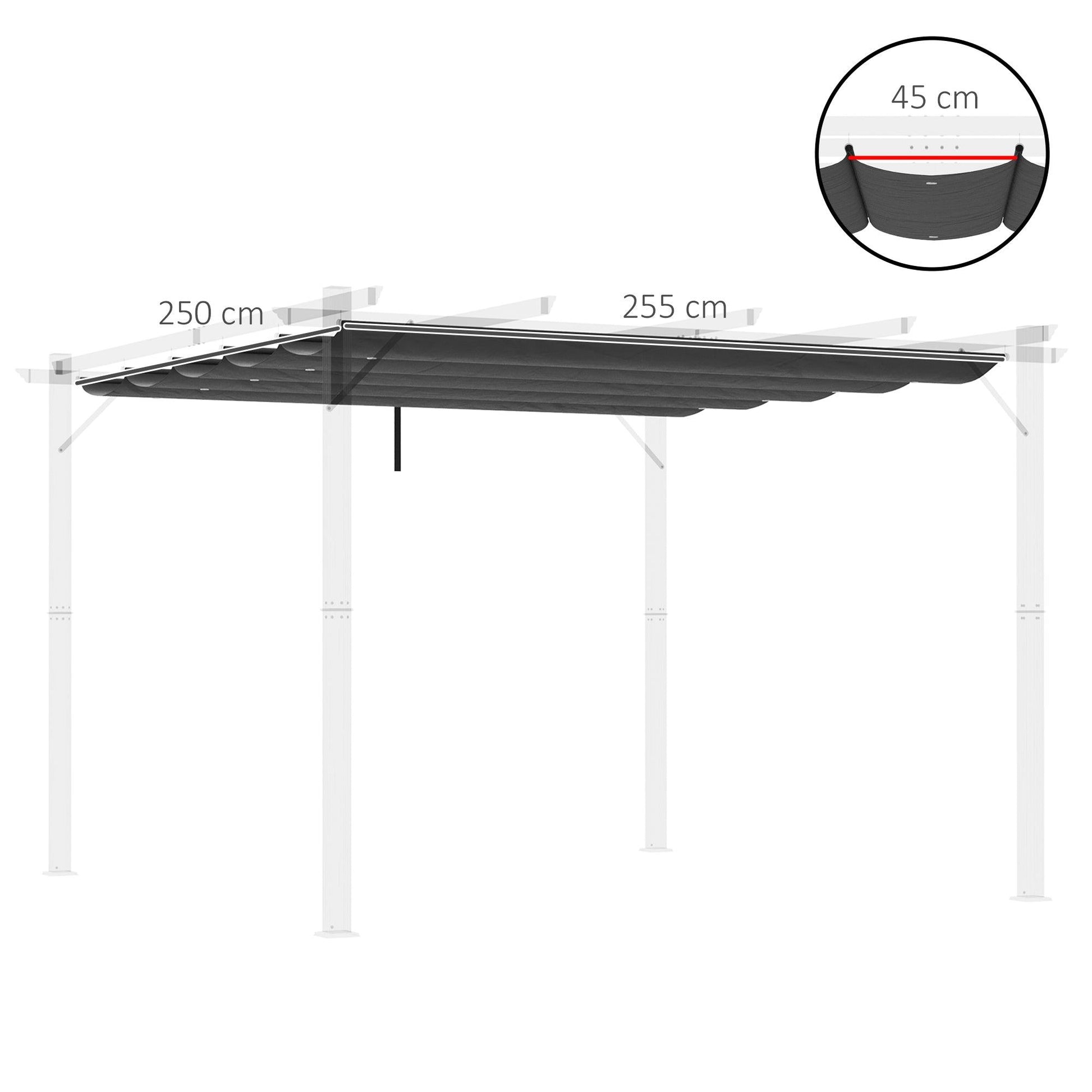 Outsunny Pergola Shade Cover Replacement Canopy for 3 x 3m Pergola, Grey - ALL4U RETAILER LTD