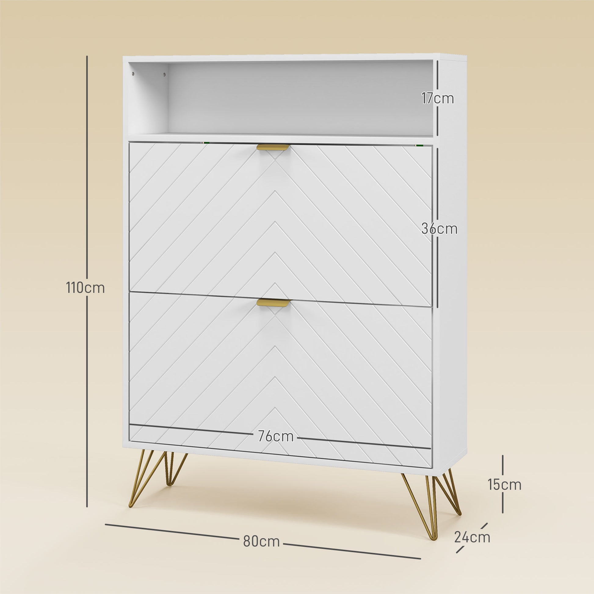 HOMCOM Elegant White Shoe Storage Cabinet with Dual Flip Drawers for 12 Pairs, Slim Organizer for Hallway and Entryway - ALL4U RETAILER LTD