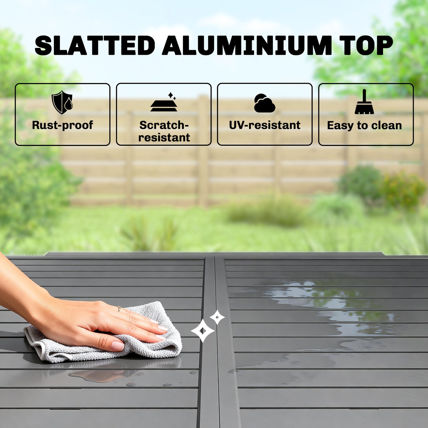 Outsunny Extending Outdoor Garden Table For 4 To 8 People With Slatted Aluminium Top Dark Grey
