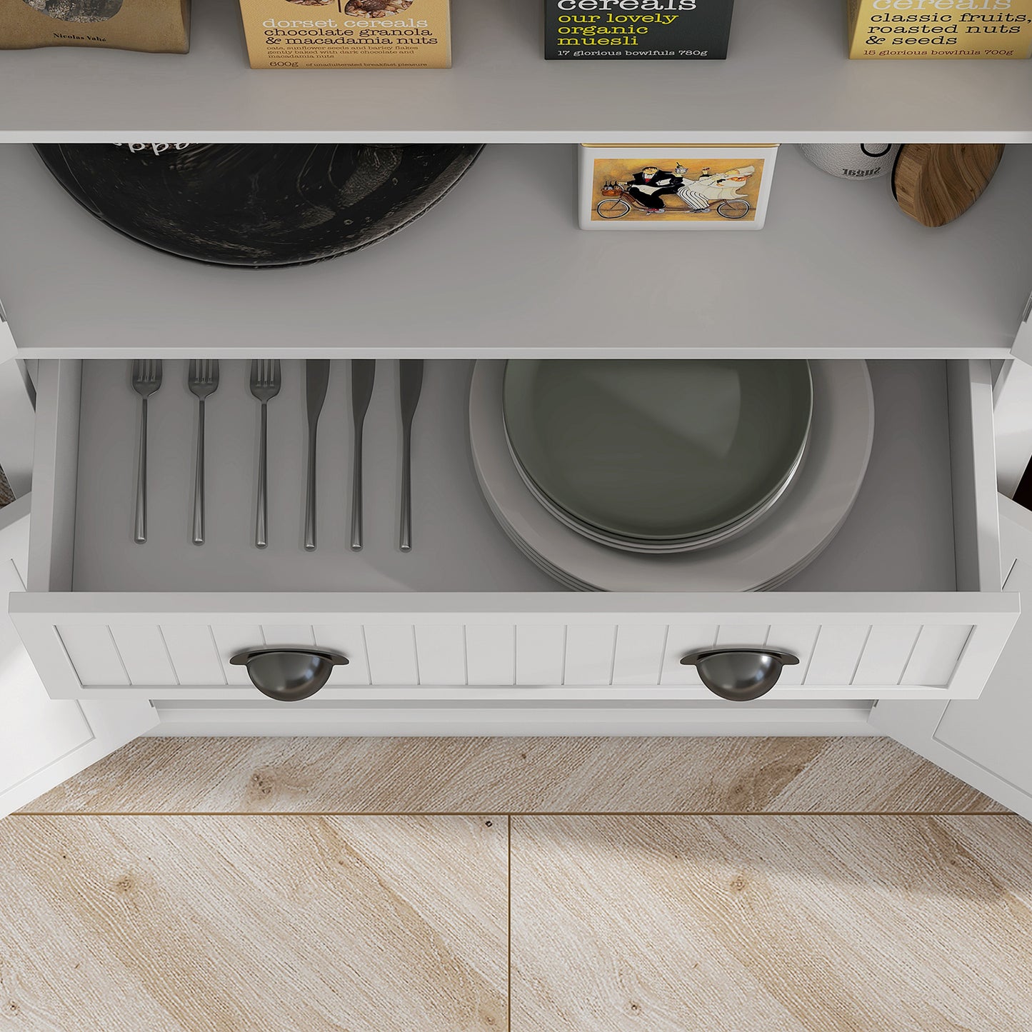 HOMCOM White Kitchen Storage Cabinet With Drawer And Adjustable Shelves Tall Pantry Organizer