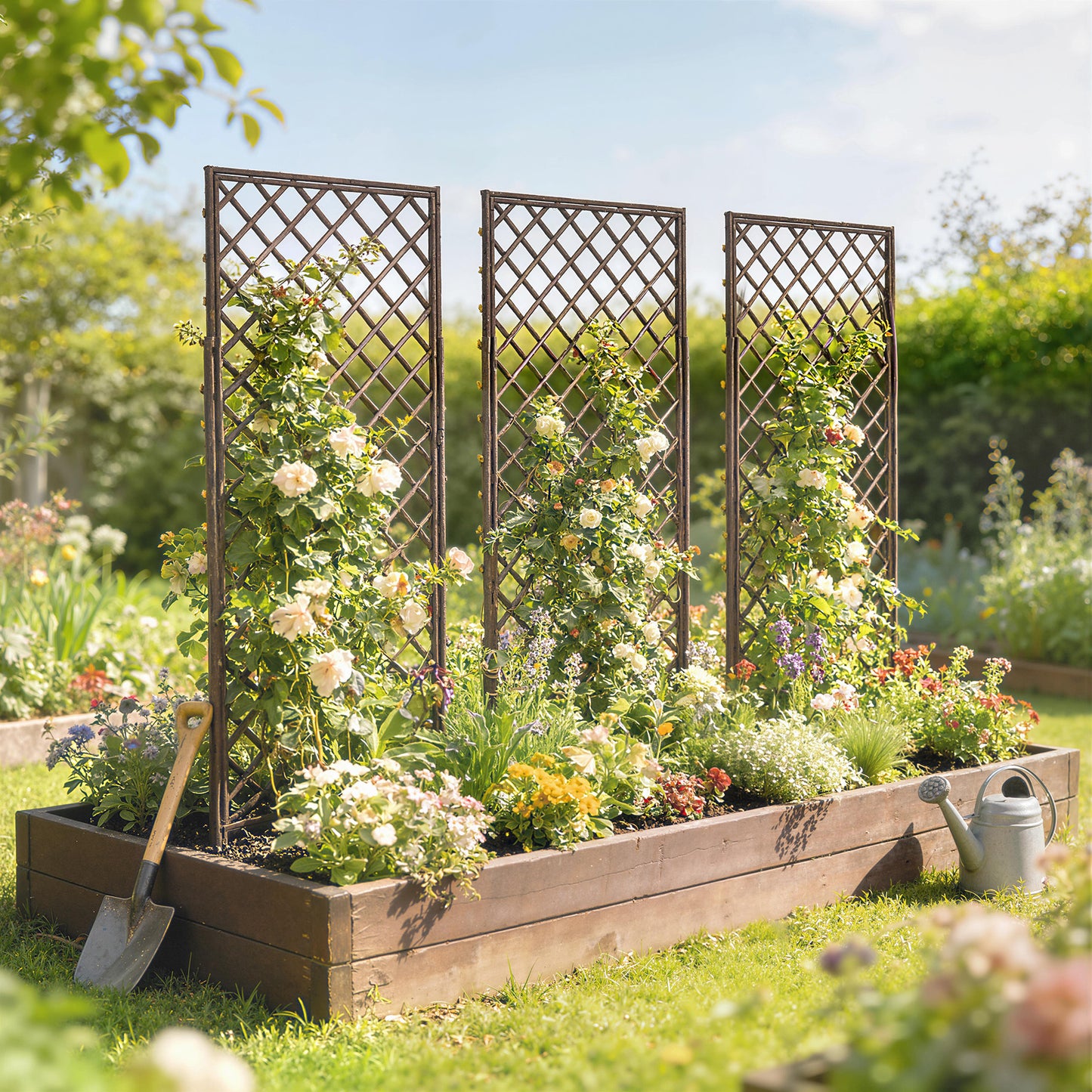 Outsunny Garden Trellis Arch Hand Woven Natural Wicker For Climbing Plants Outdoor Decor