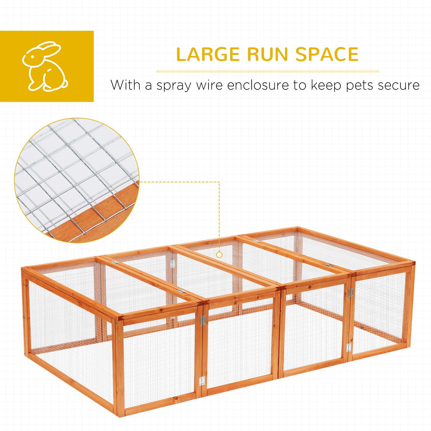 PawHut Spacious Outdoor Wooden Rabbit Hutch with Safety Run and Play Area for Small Animals - ALL4U RETAILER LTD