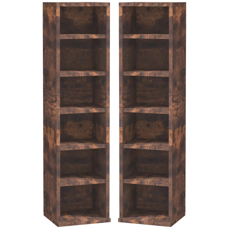 HOMCOM Set of Two 102 CD Storage Units - Mid Brown Wood-Effect CD Organizers - ALL4U RETAILER LTD