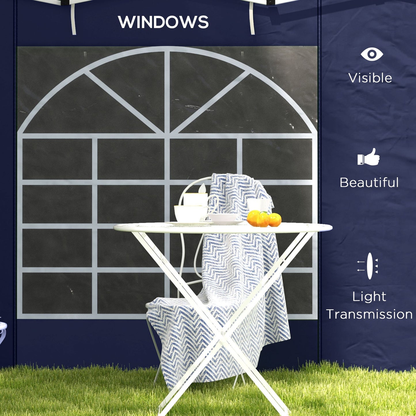 Outsunny Replacement Gazebo Side Walls Set 195 x 295 cm For 3x3m Or 3x6m Canopies Blue
