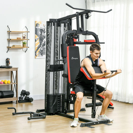 SPORTNOW Multi Gym Workout Station with 65kg Weight Stack - ALL4U RETAILER LTD
