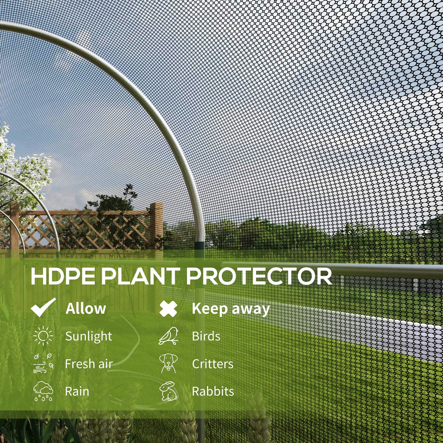 Outsunny 360 x 120cm Galvanised Steel Fruit Cage Plant Protection Tent with Zipped Door Black