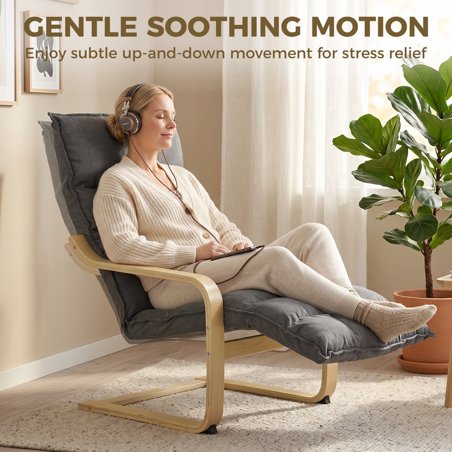 HOMCOM Modern Lounge Chair With Footrest And Plush Cushion In Linen Look Fabric For Relaxing Comfort Grey