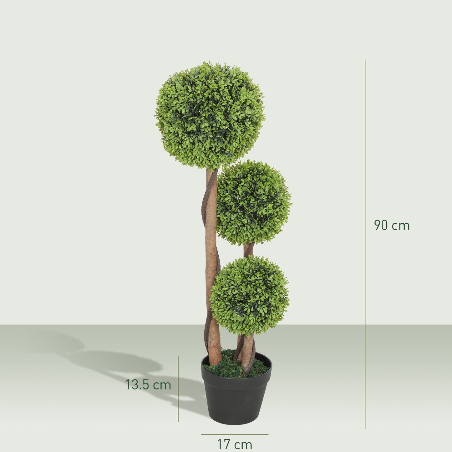 HOMCOM Decorative Artificial Boxwood Ball Topiary Trees Set Of 2 In Pots For Home Indoor Outdoor Decor