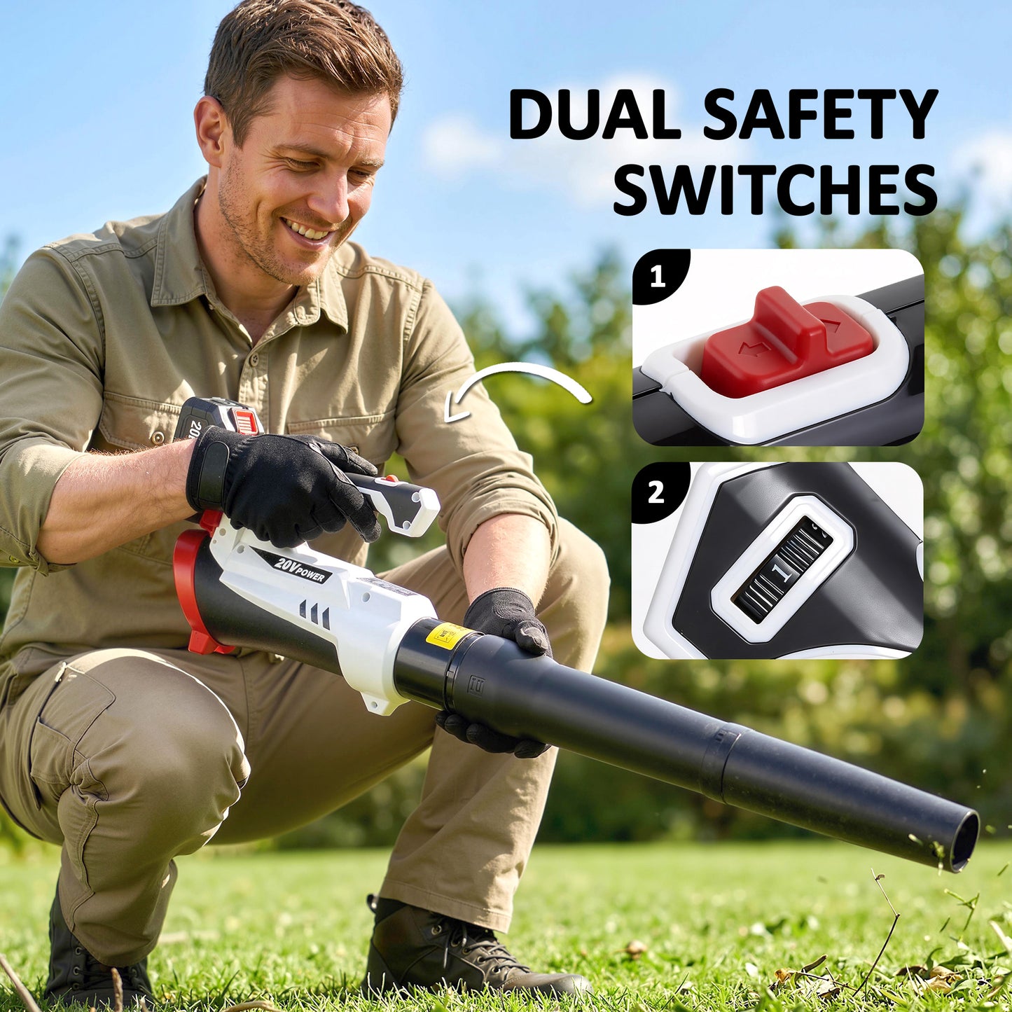 Outsunny Cordless Leaf Blower 18V With 4000mAh Battery Charger Handheld Garden Blower With 6 Speed Levels