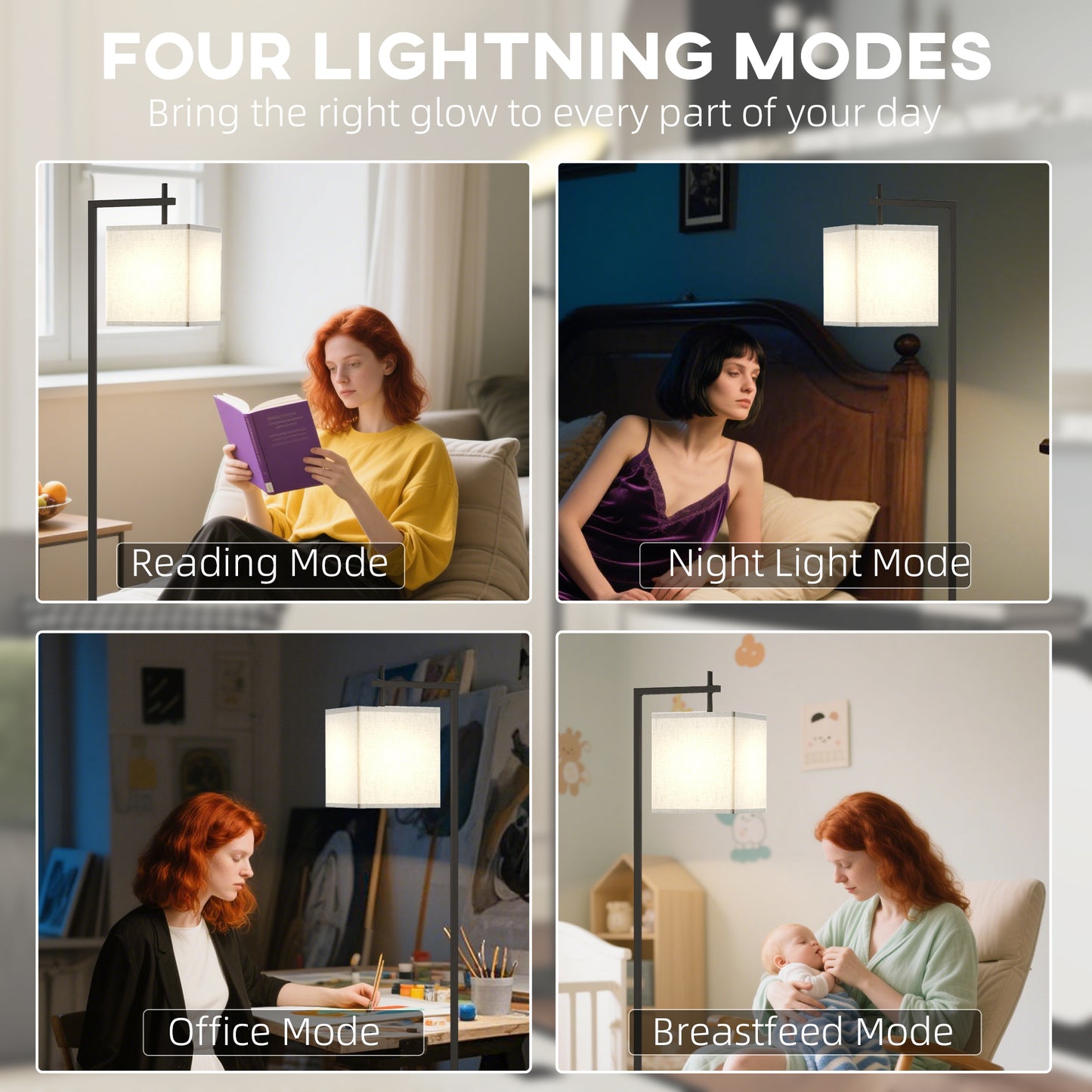 HOMCOM 66 Inch Floor Lamp With Adjustable Colour Temperatures And 10 Brightness Levels Remote And Foot Switch