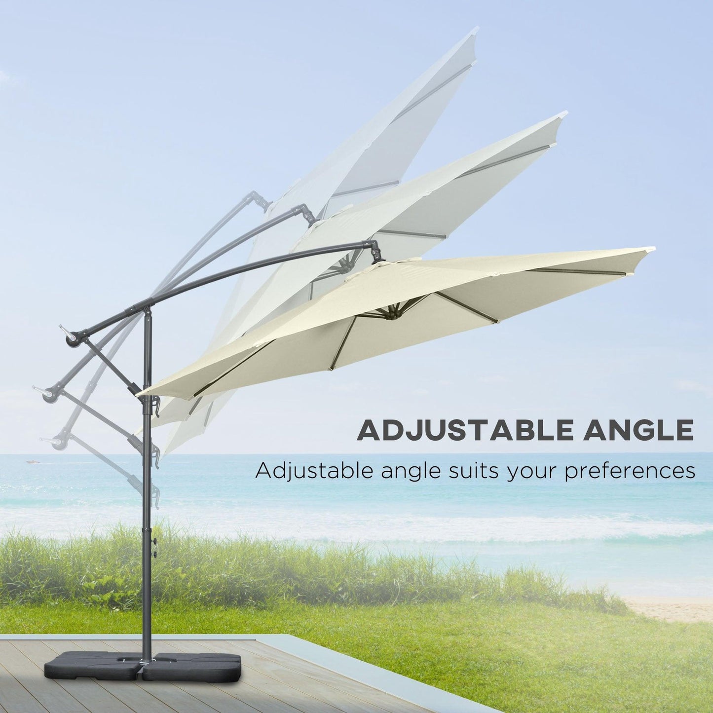 Outsunny 3m Banana Umbrella Cantilever - Beige - ALL4U RETAILER LTD