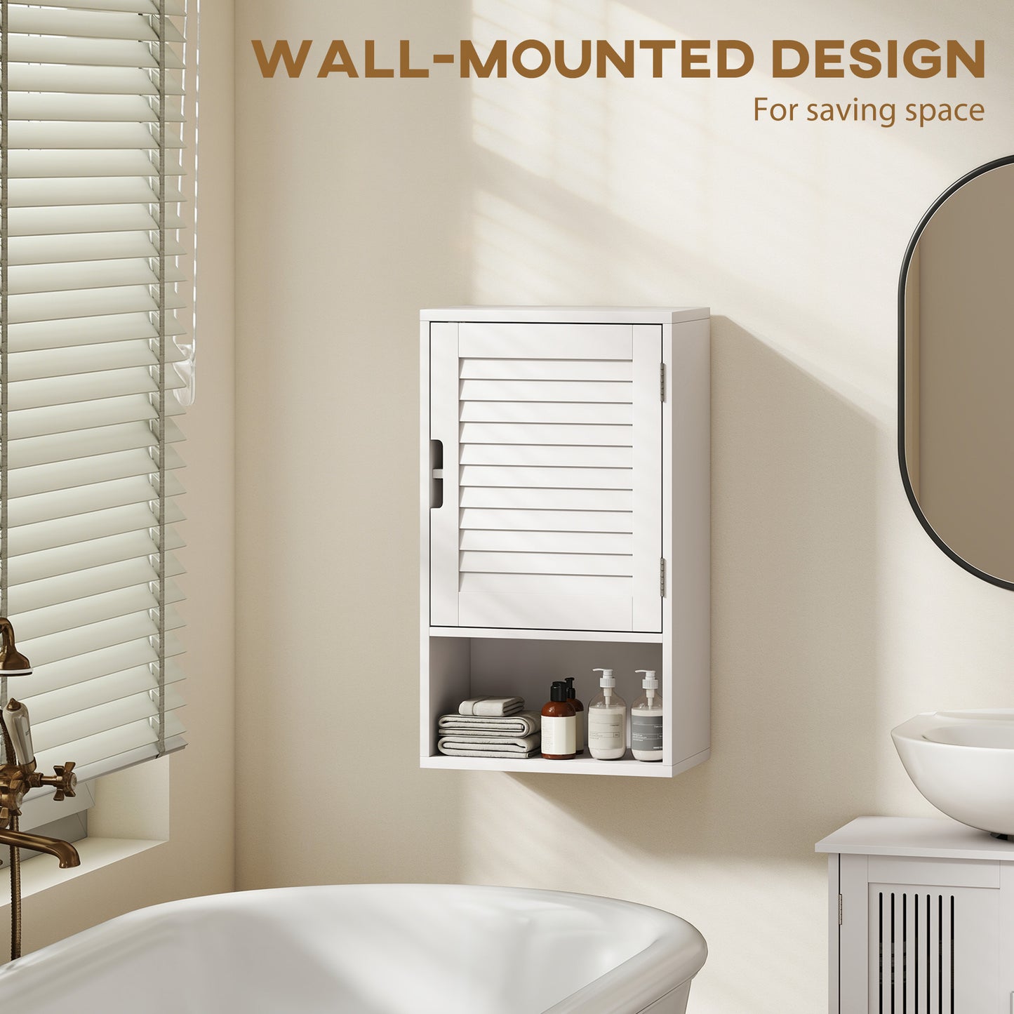 HOMCOM Wall Mounted Bathroom Cabinet With Adjustable Shelves White 40 x 20 x 60 cm