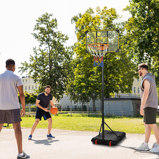 Adjustable Portable Basketball Hoop with Weighted Base and Wheels - Yellow