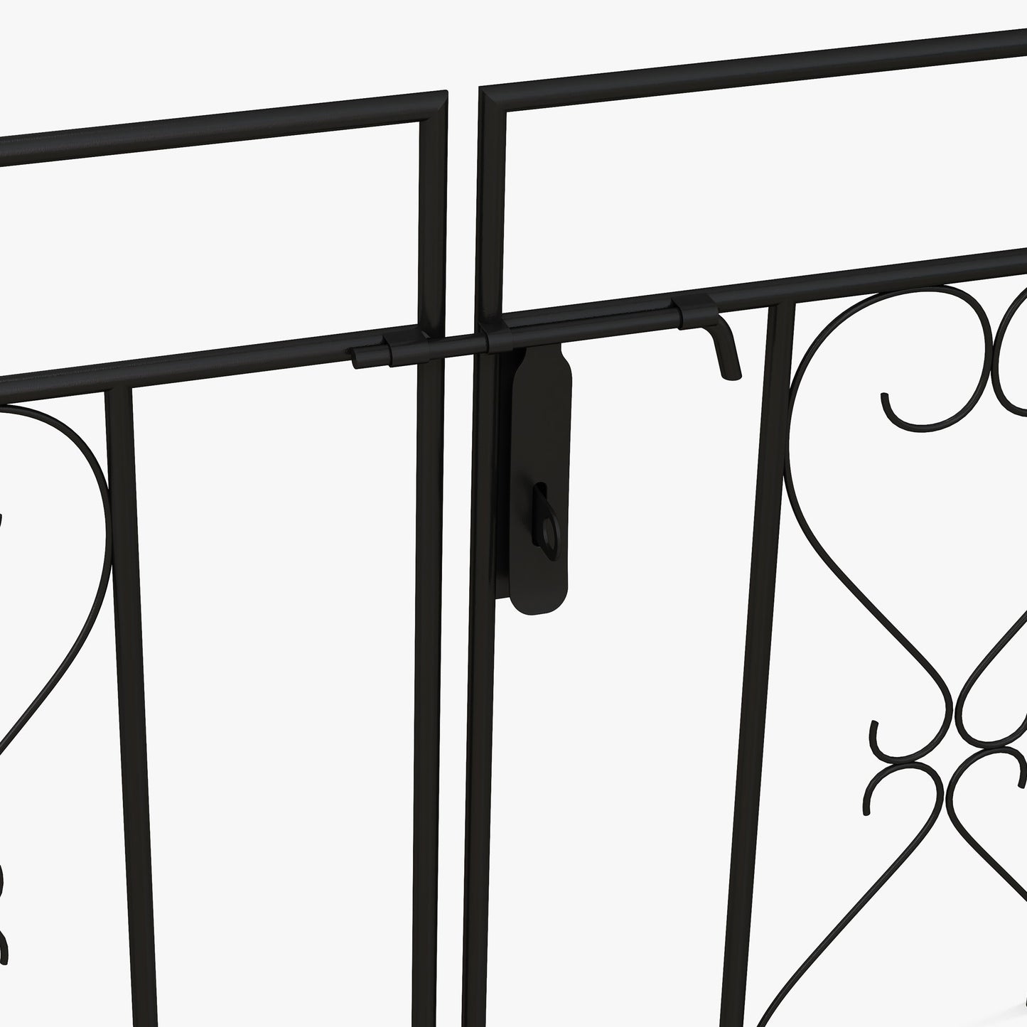 Outsunny Powder Coated Steel Garden Arch With Gate Black For Outdoor Decor And Climbing Vines Plants
